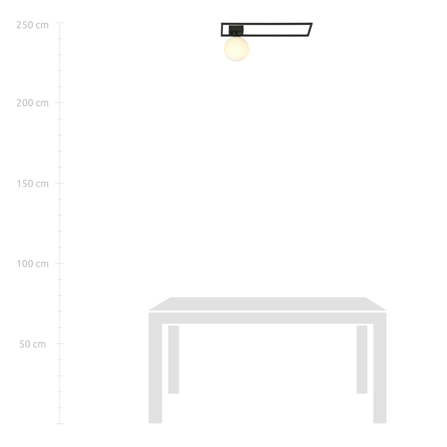 Plafonnier Métal Verre L : 50 cm Noir Blanc E14 Moderne