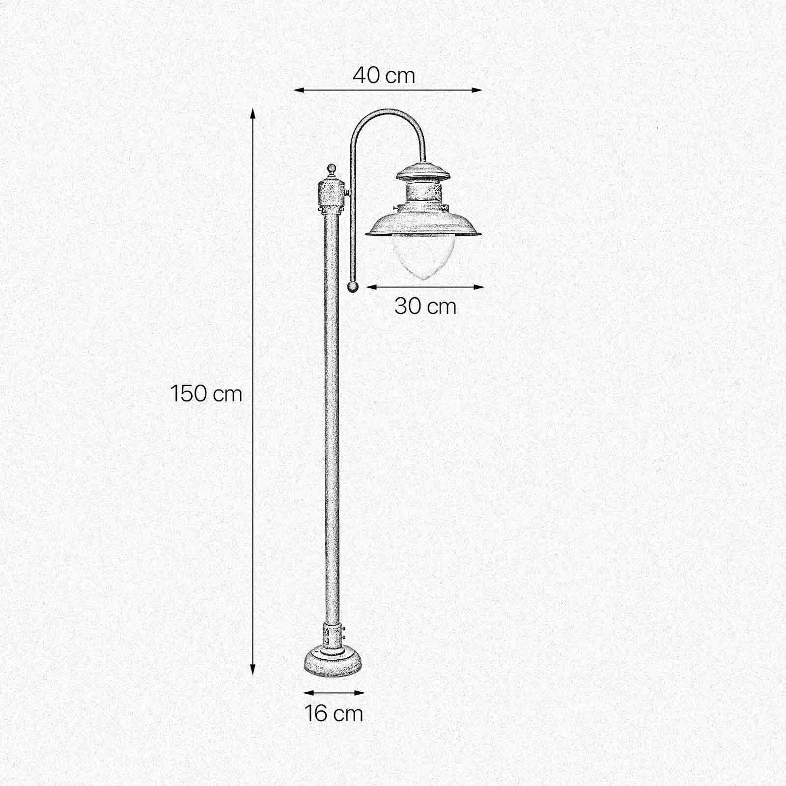 Lampe d'allée en bronze antique mat IP44 E27 150 cm laiton
