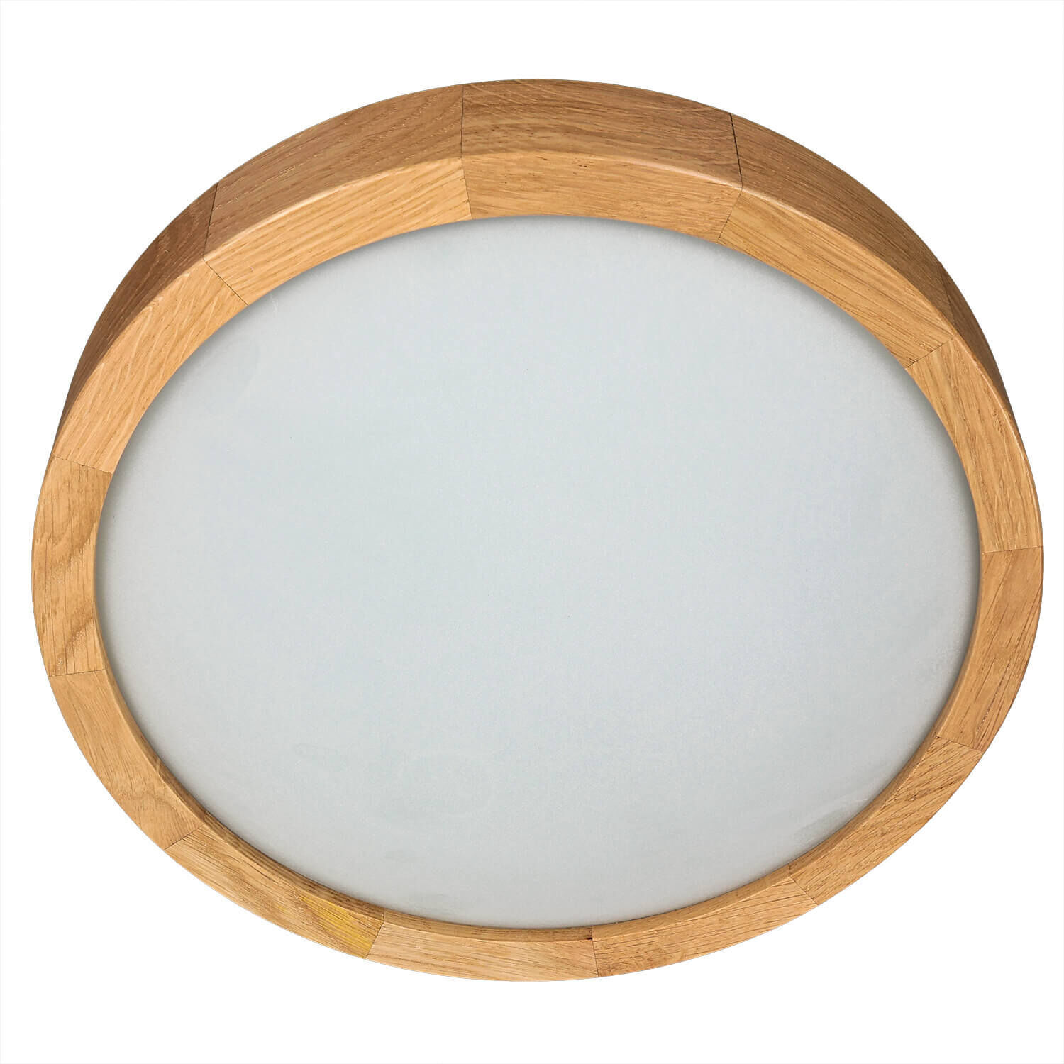 Lampe de plafond ronde bois verre abat-jour Ø27cm salon