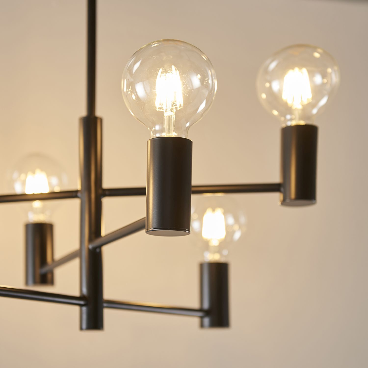 Lampe de plafonnier métal noir L : 55,3 cm minimaliste 6x E27