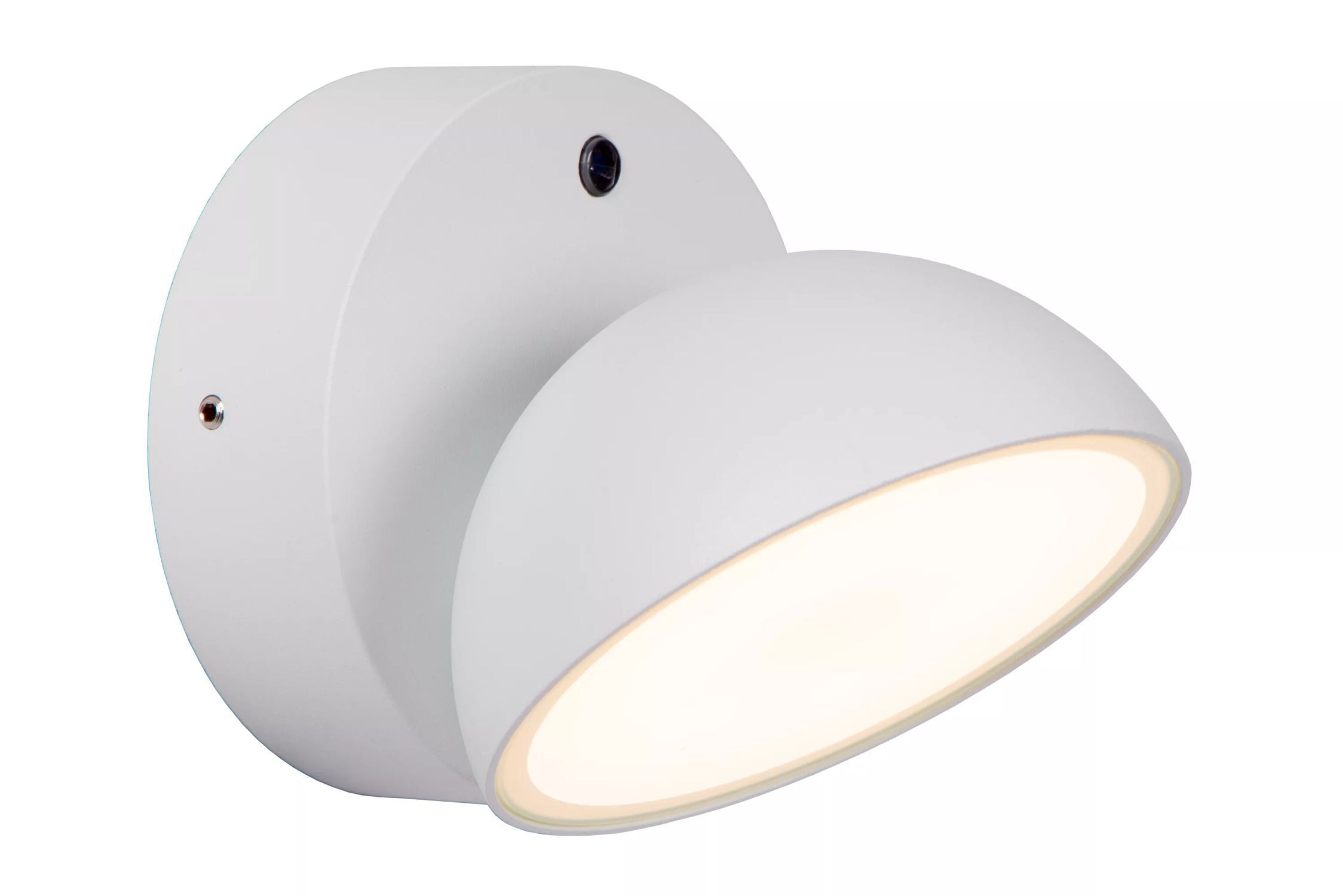 metall-lampen-aussenbeleuchtung-led-aussenleuchte-mit-daemmerungssensor-omex-1x-led-mit-12w-leuchtmittel-inklusive-weiss-le128306-02 Wand-,Wall lamp, Wandlampe, weiß, rund, Licht