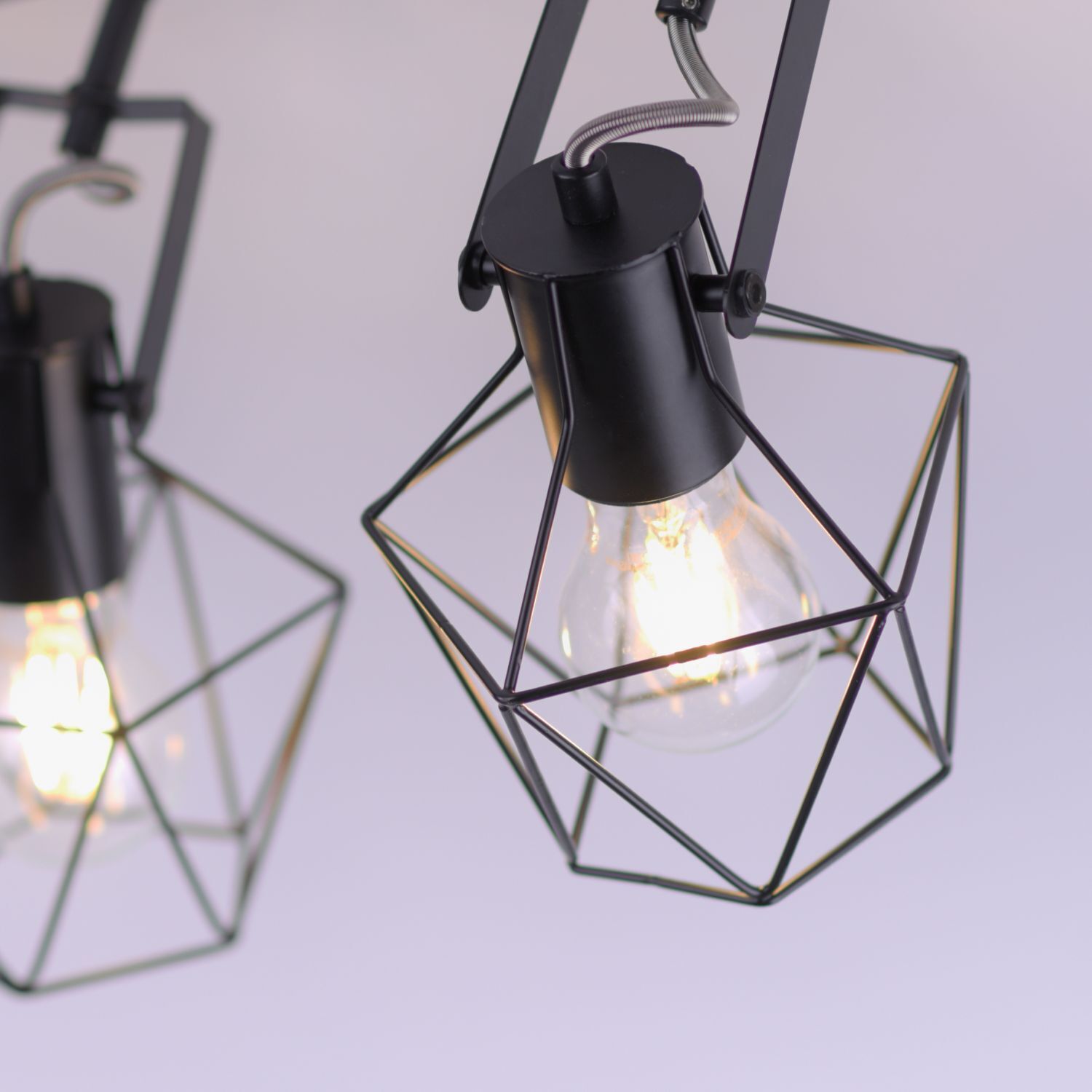 Spot de plafond flexible bois métal noir E27 Vintage Lampe, Leuchte, Beleuchtung, Licht