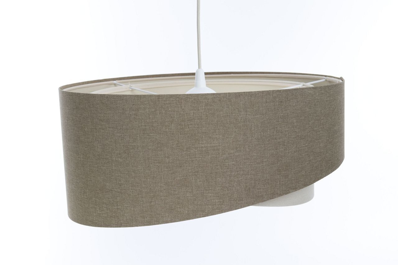 Suspension réglable Marron Crème E27 ronde Ø 45 cm Tissu