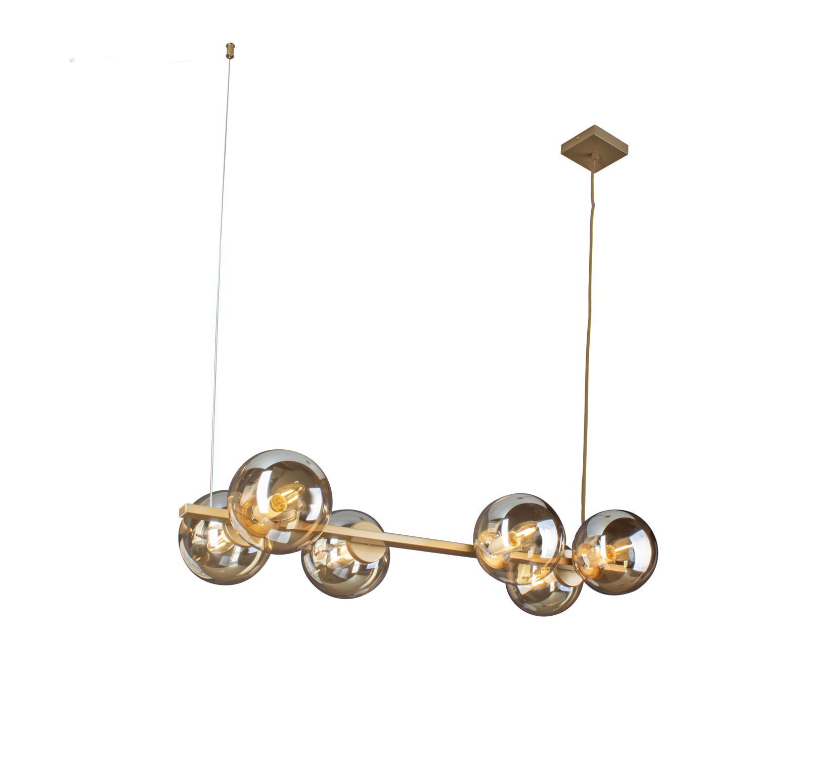 Lampe à suspendre en or ambre L:80 cm boules de style