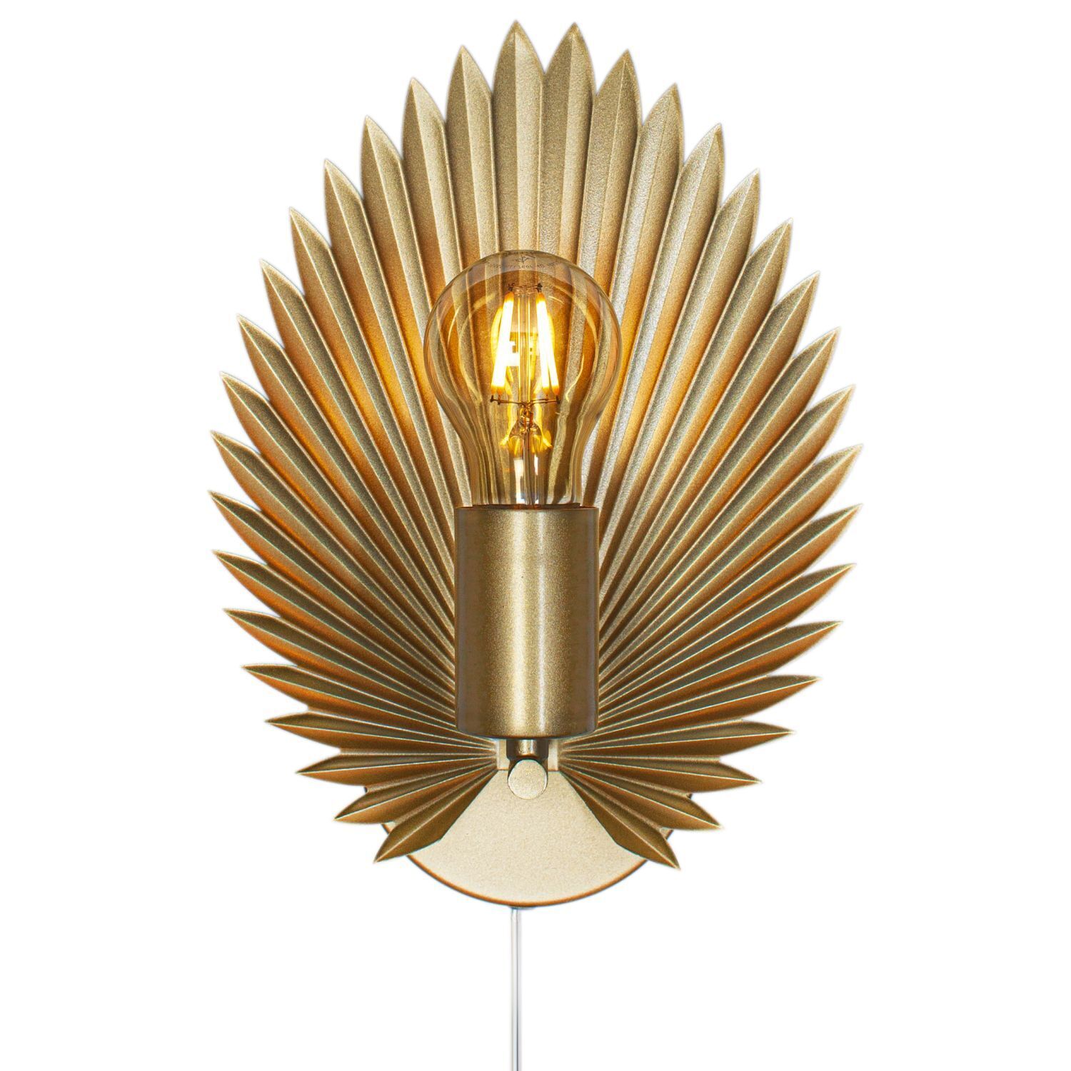 Applique murale en métal E27 H : 30 cm avec interrupteur en or Lampe, Licht