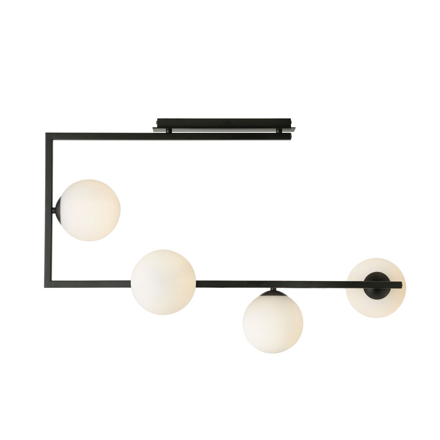 Plafonnier Noir Blanc L : 83 cm H : 55 cm Métal Verre 4x E14