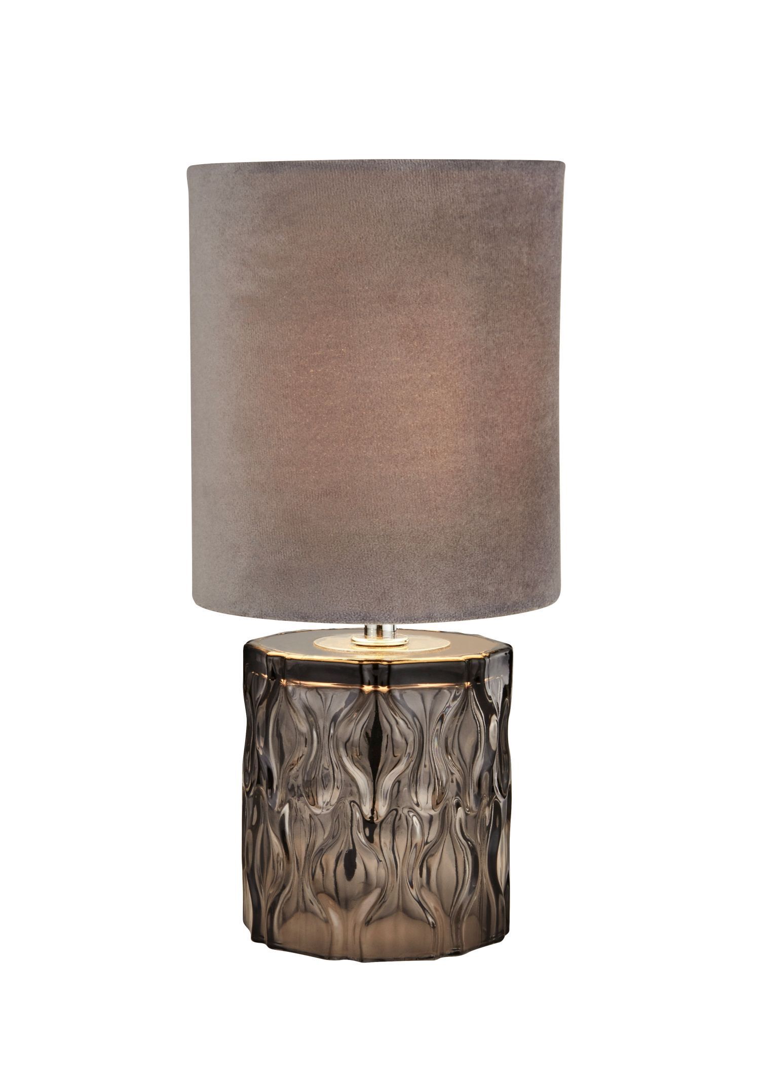 Lampe de table verre tissu 28 cm petit gris E27 Moderne