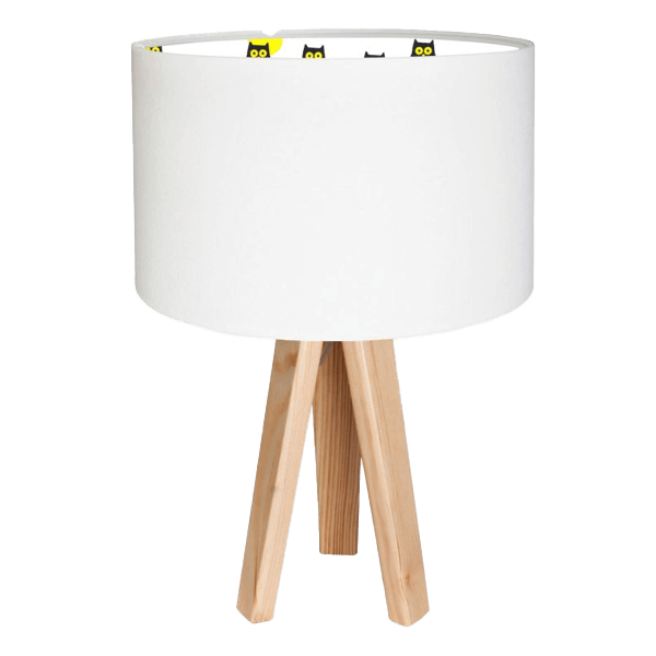 Tischlampe, Lampenschirm, Holzfuß, dreibeinig, weiß