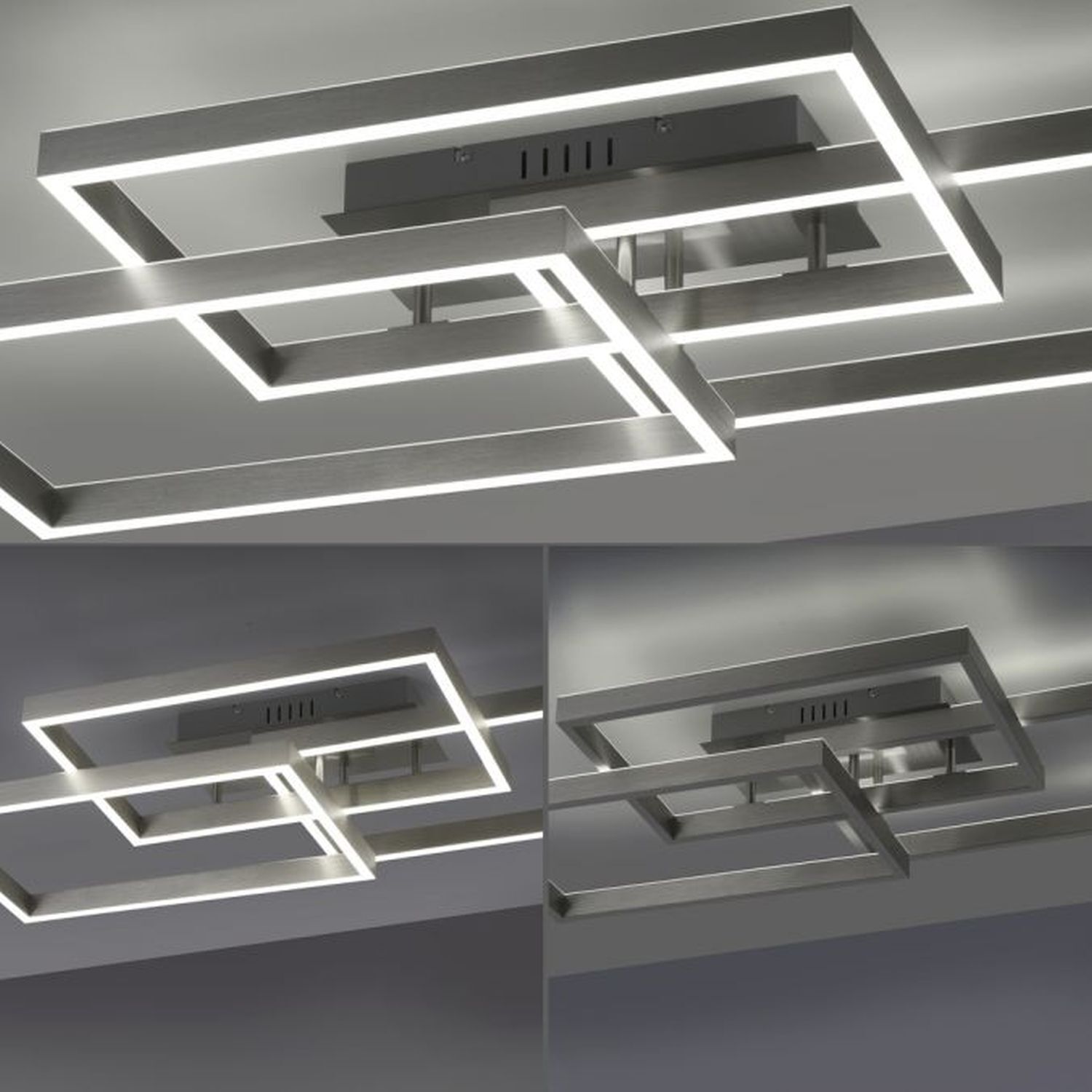 LED Deckenlampe Silber Fernbedienung 82 cm 45 W dimmbar Deckenleuchte