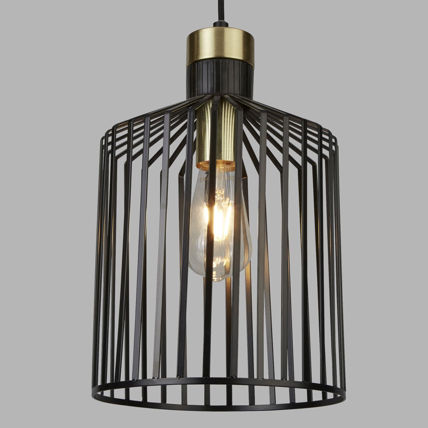 Lampe à suspendre métal Ø 22 cm en noir laiton E27