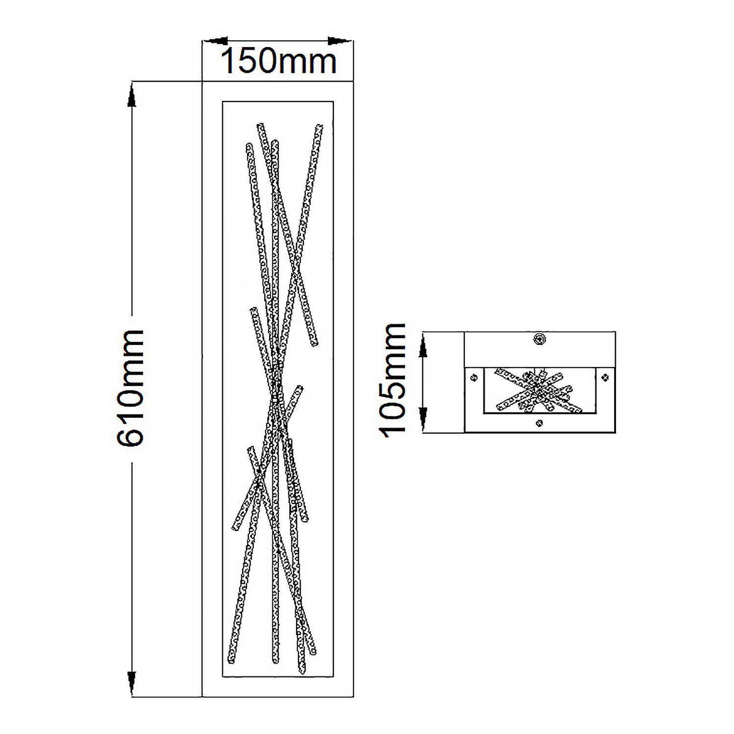 Applique murale LED métal H : 61 cm en noir or carré