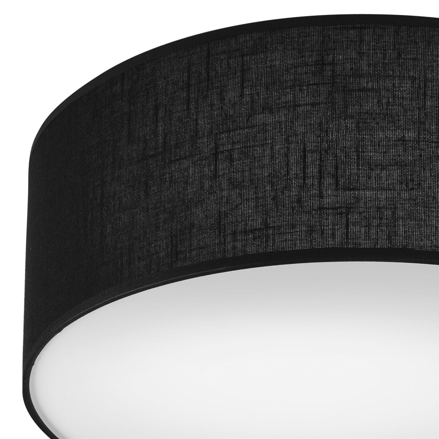 Plafonnier noir Ø 35 cm rond plat tissu anti-éblouissement E27