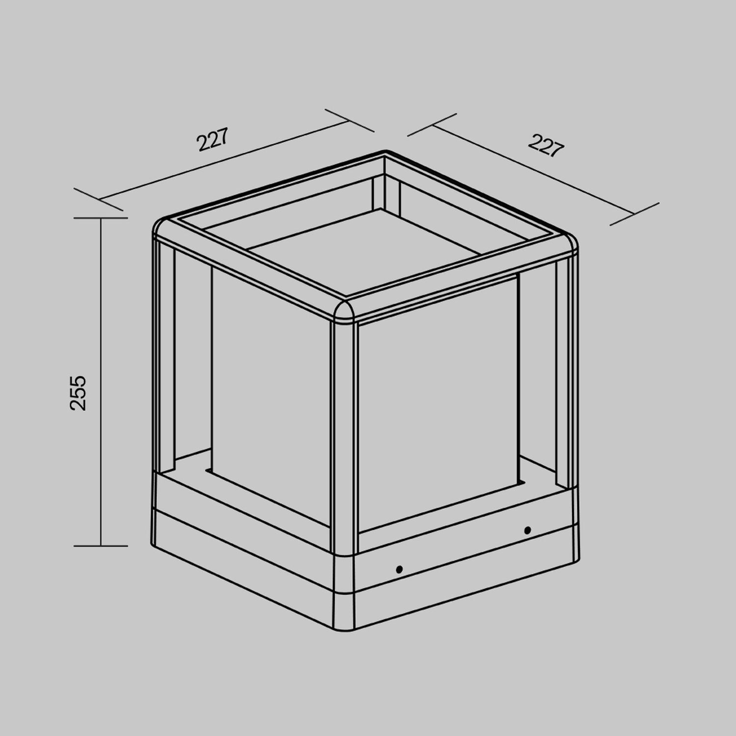 Luminaire de socle aluminium E27 IP65 25,5 cm graphite carré