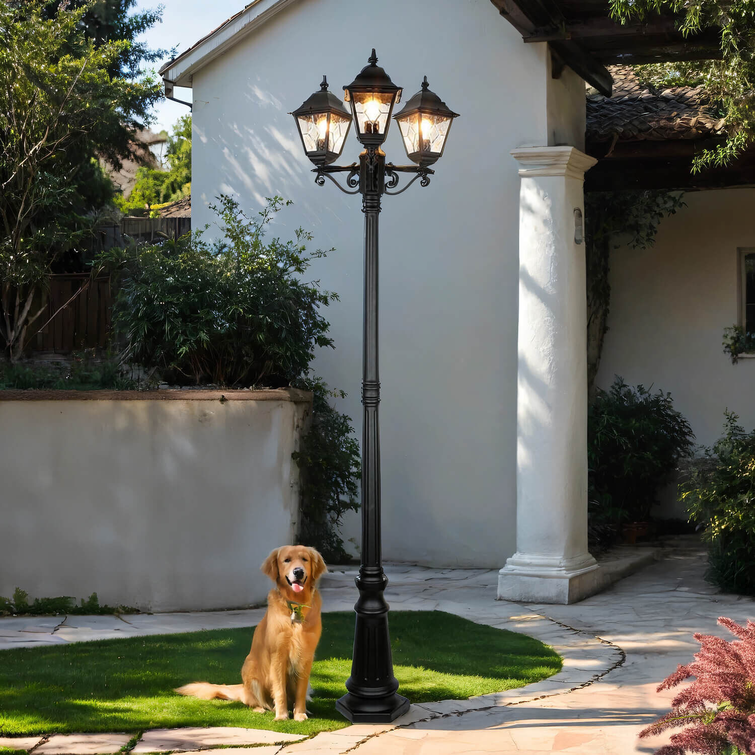 Candélabre Noir 227cm de haut Rustique LEADWORTH