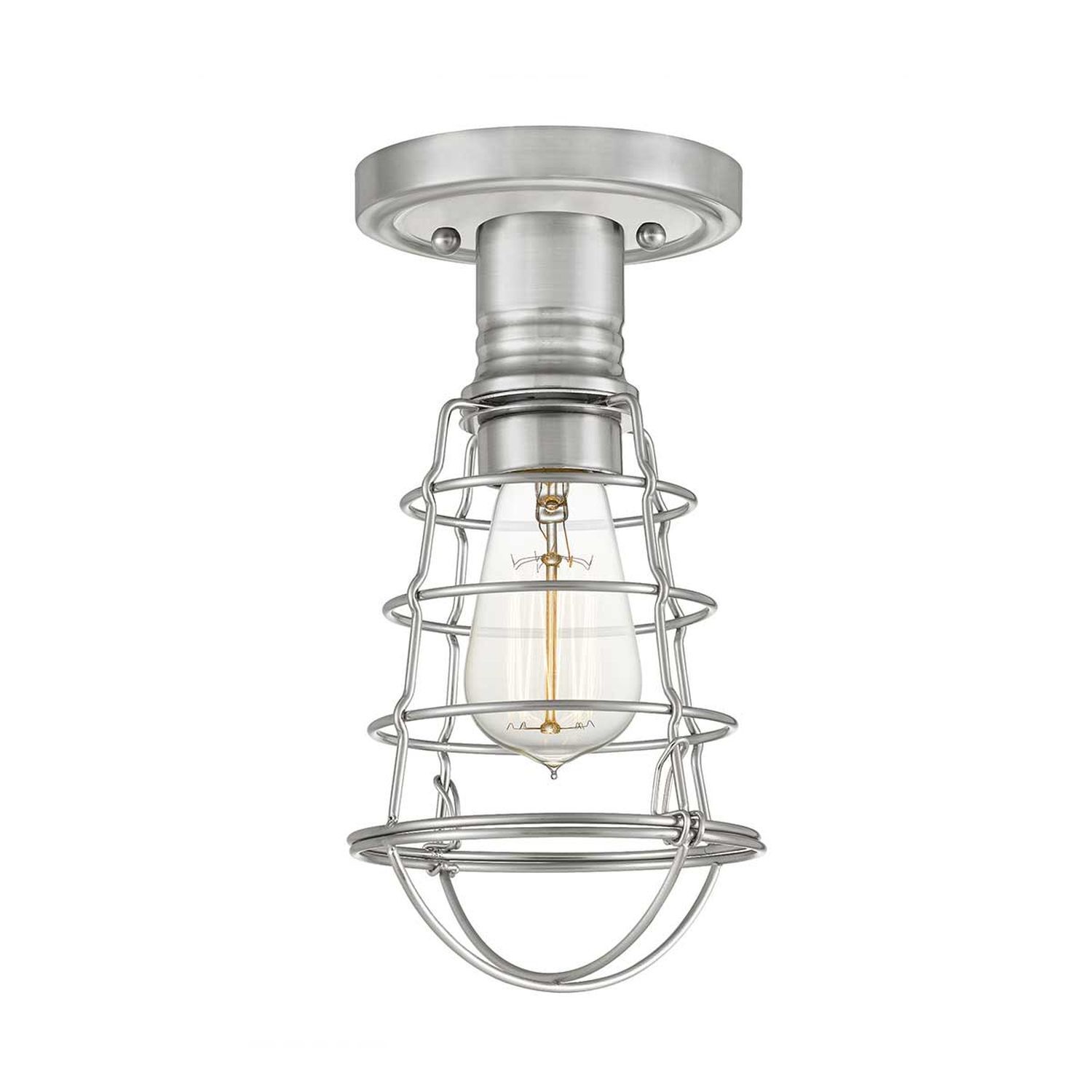 Plafonnier en métal Ø 14,5 cm petit nickel brossé