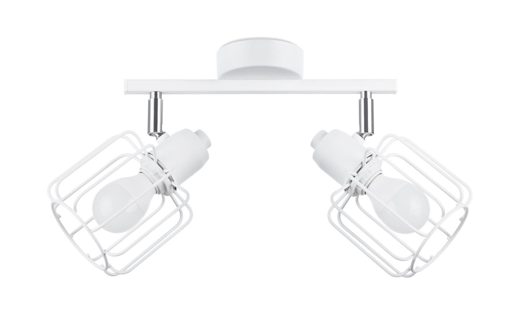 Plafonnier blanc métal 2 flammes L : 27 cm Rétro