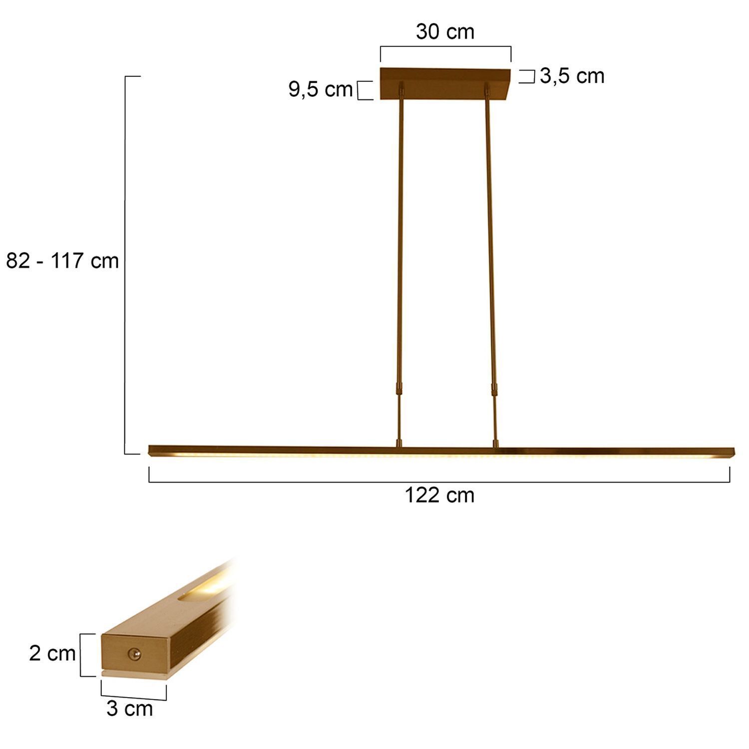 Long plafonnier LED en bronze 122 cm 4000 K dimmable