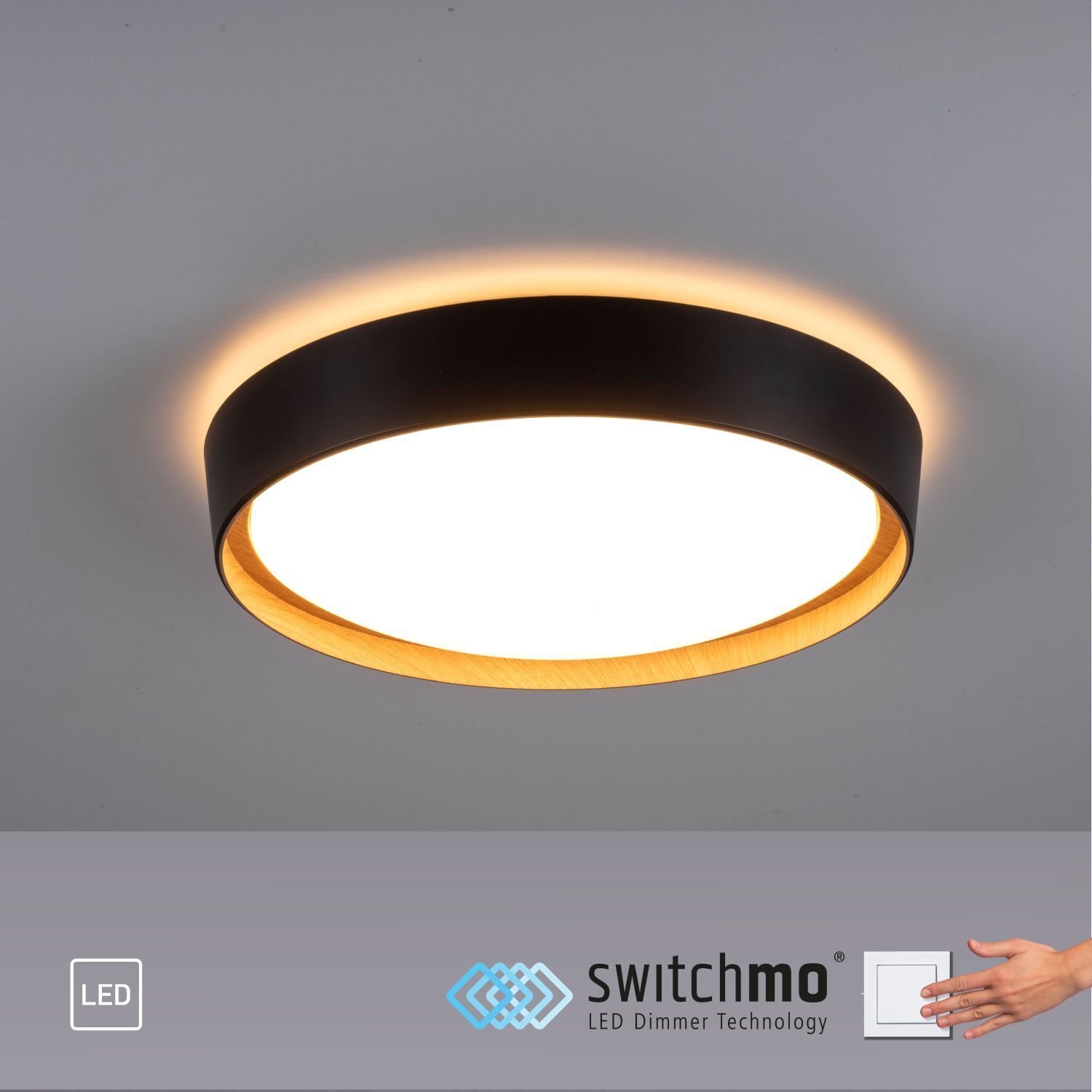 Plafonnier LED Noir Naturel Ø40 cm 3400 lm dimmable
