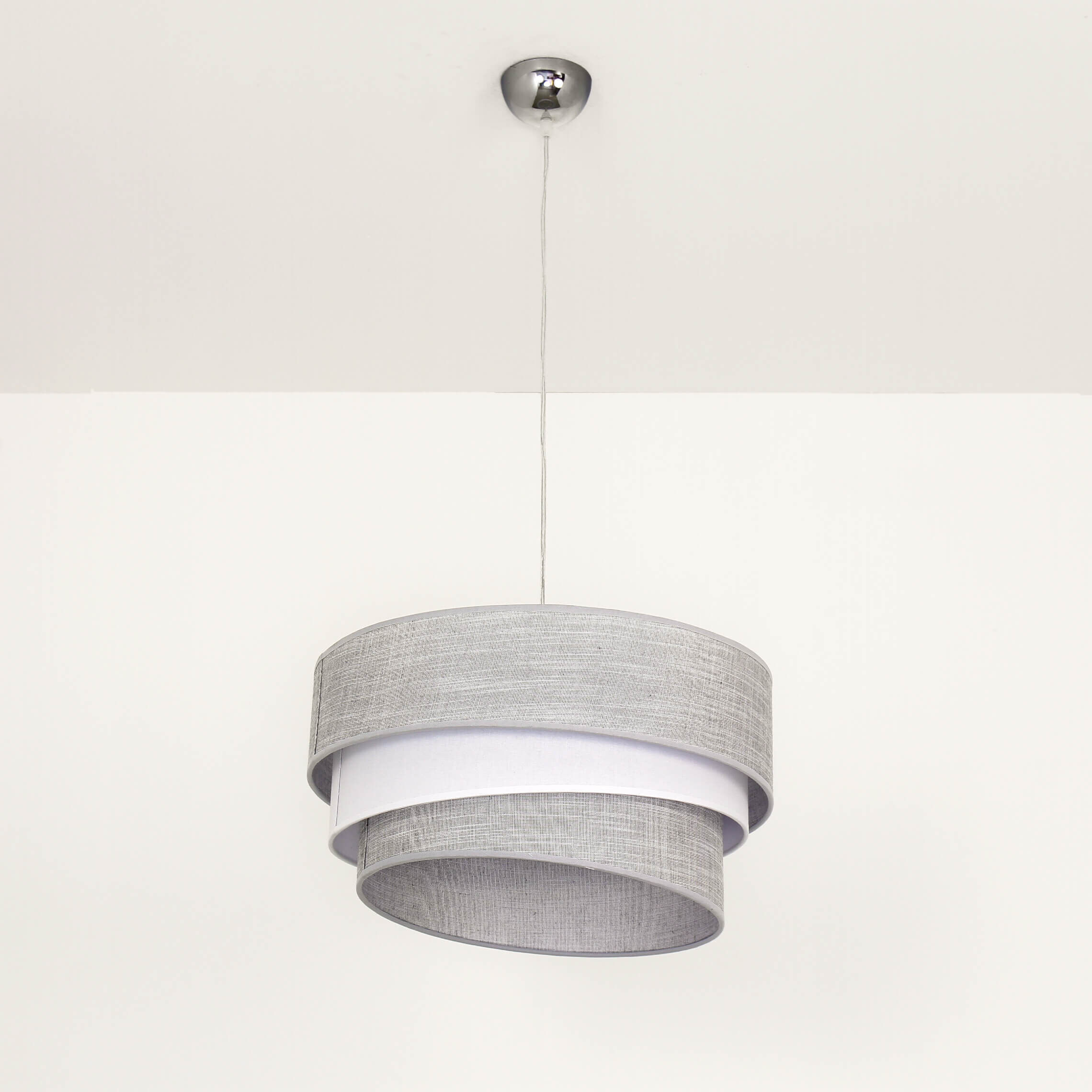 Lampe à suspendre Salon Gris Abat-jour tissu Ø45cm