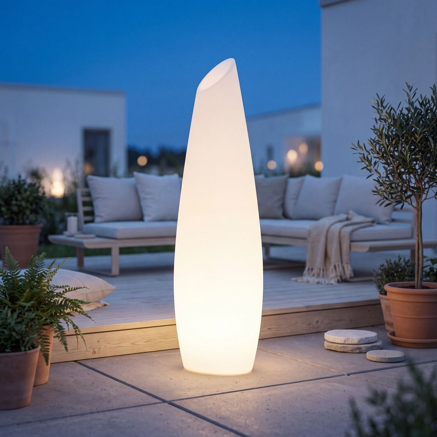 126641-stehlampe-aussen-140-cm-ip65-weiss-mit-g13-t8-led-2700-k-1800-lm-mit-stecker-kabel-aussenleuchte-garten-terrasse-stehleuchte-weg-1 Outdoor-Lampe, LED-Lampe, Skulpturale Lampe, Garten-Dekoration, Weiches Licht