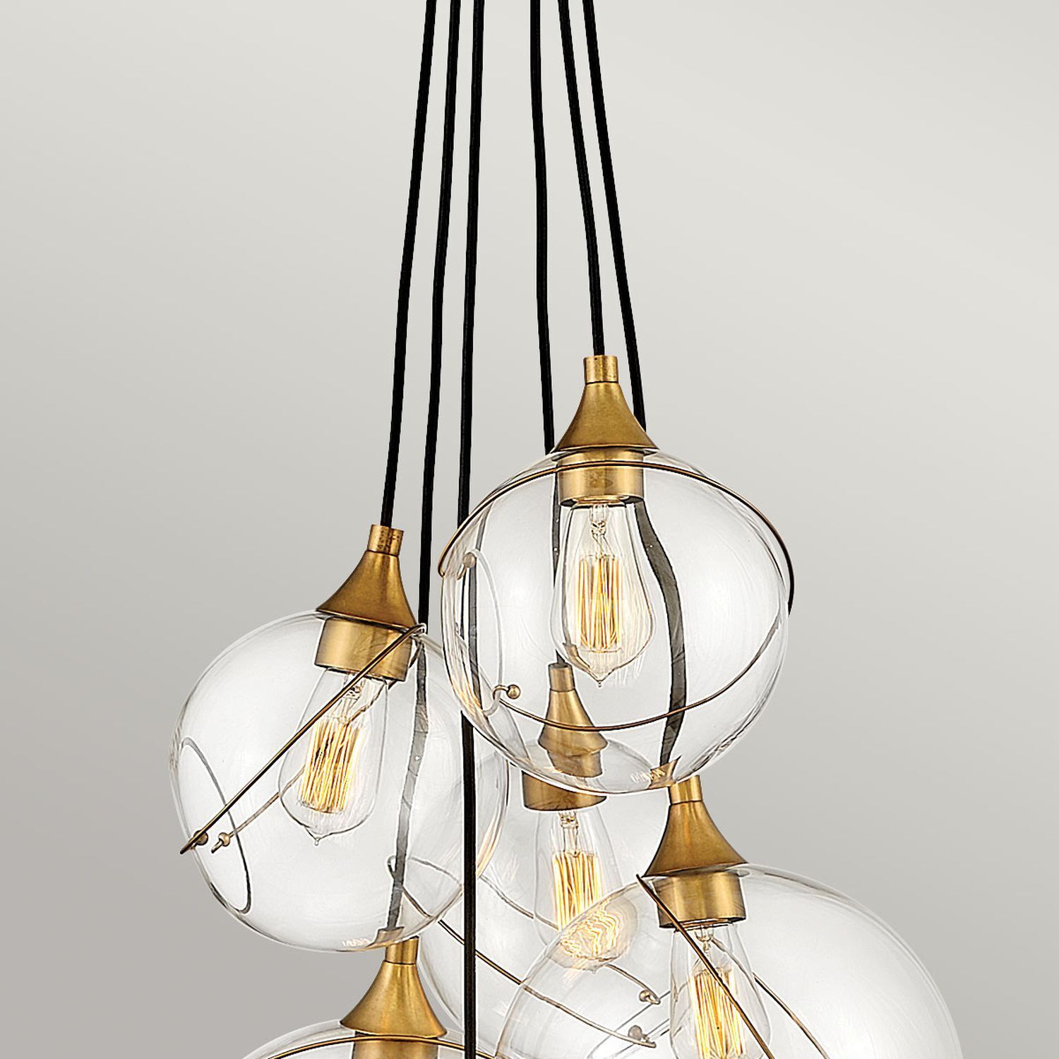 Suspension verre métal E27 L : 58,9 cm Abat-jour sphérique Leuchter, Lampe