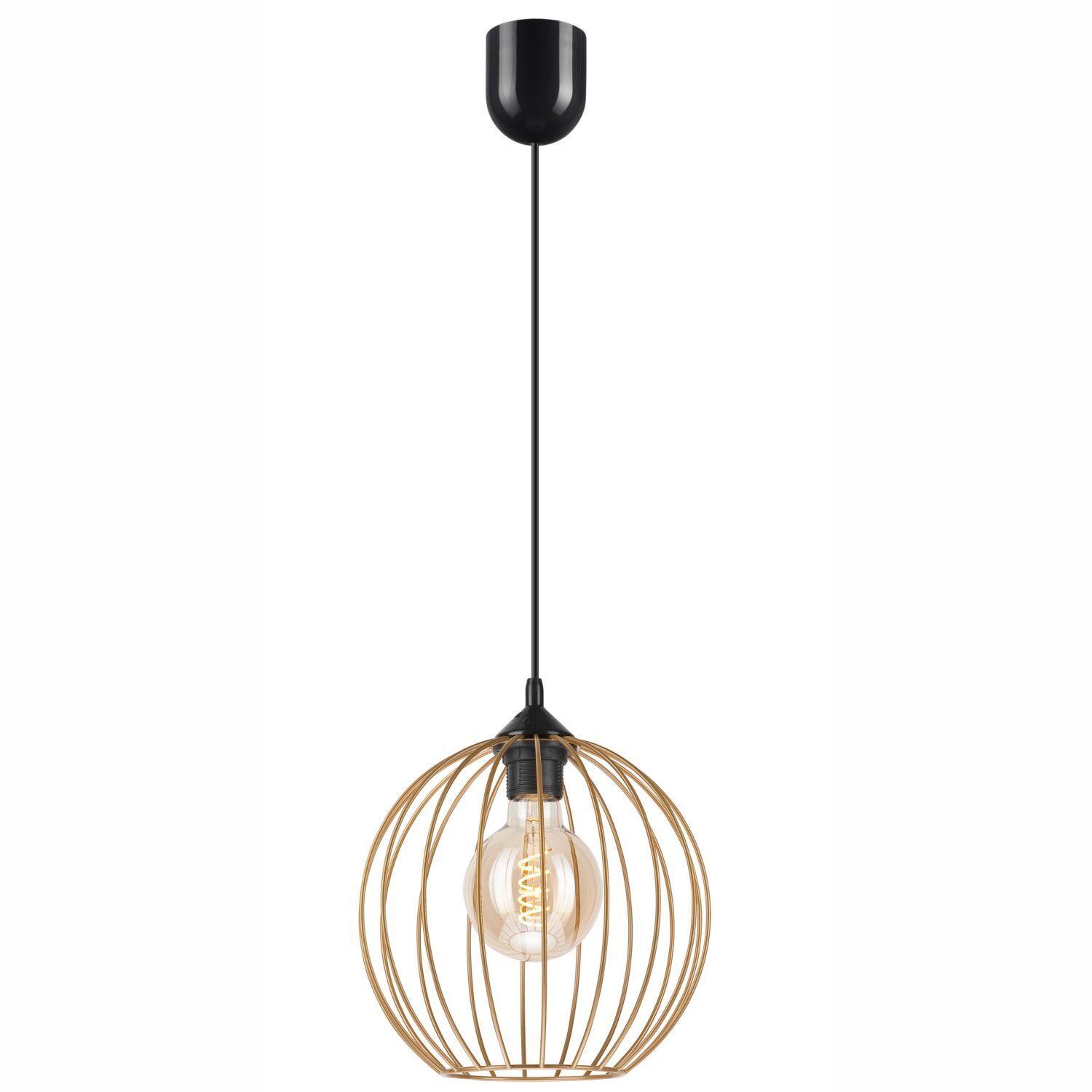 Suspension métal fil Ø 24 cm ajustable or rétro E27