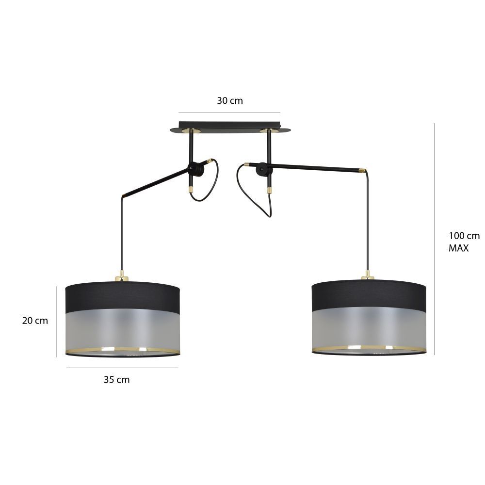 Lampe à suspendre tissu métal noir argent or réglable Leuchte, Deckenleuchte, Beleuchtung