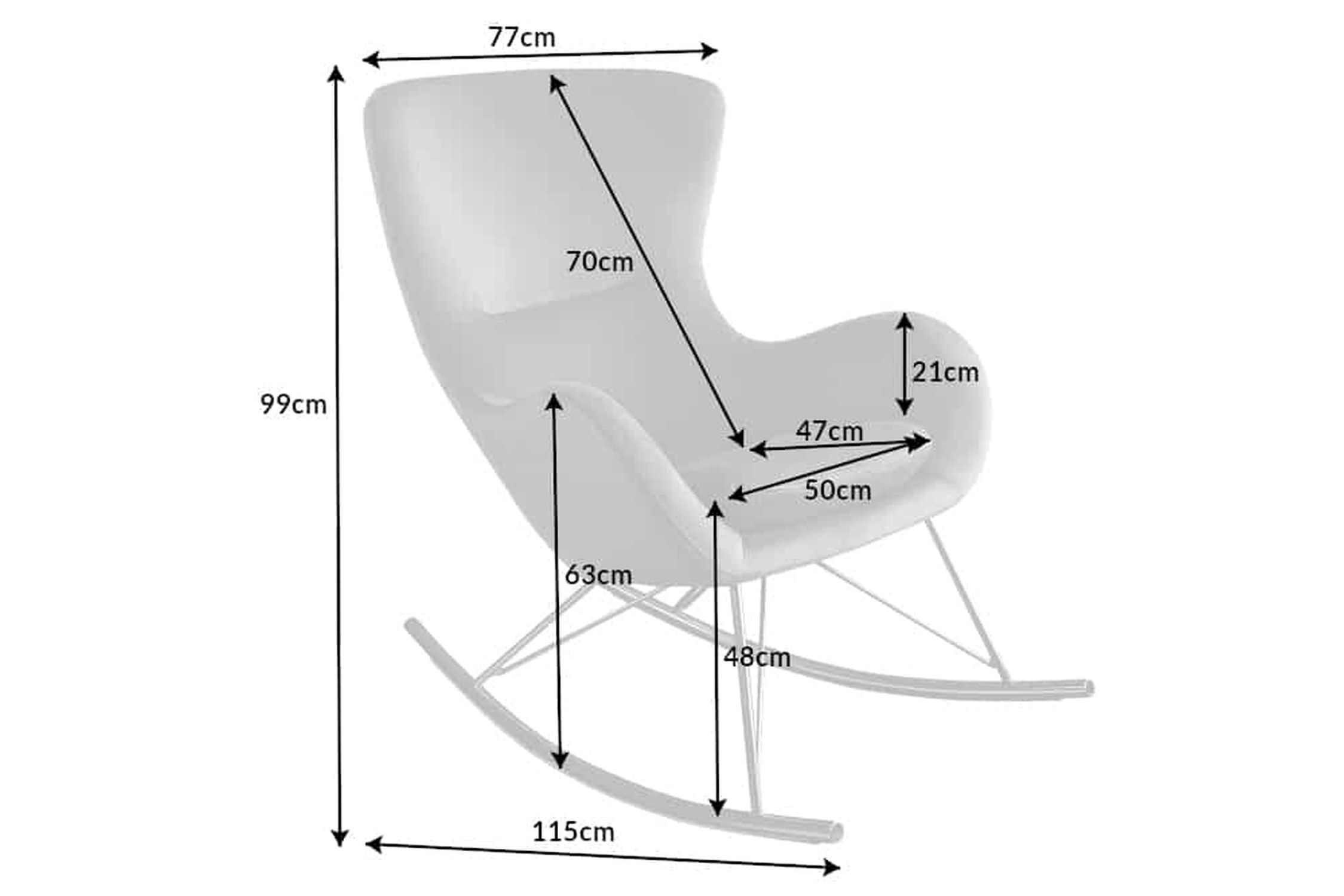 Fauteuil à bascule avec accoudoirs velours métal gris noir Moebel, Schaukelstuhl