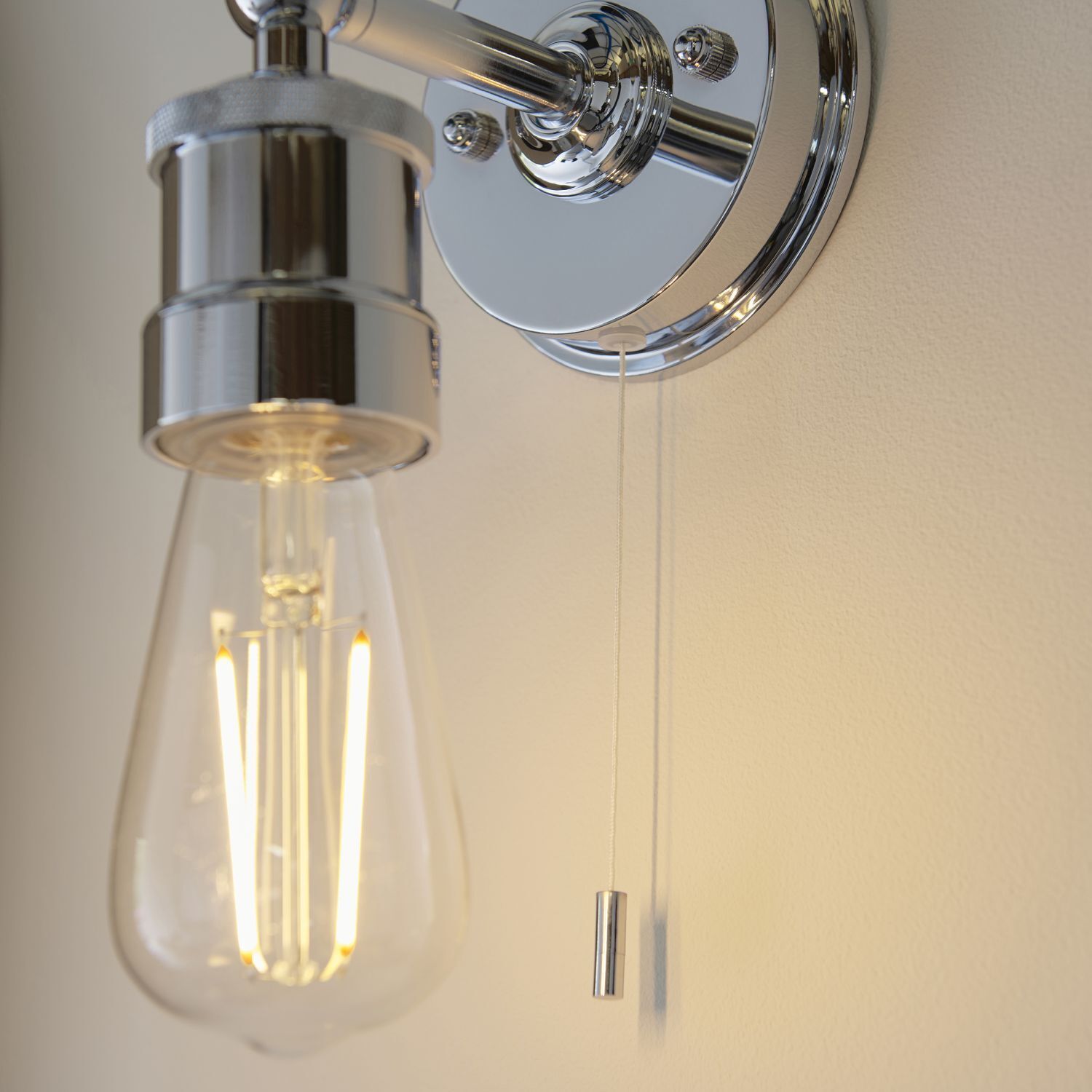 Applique avec interrupteur IP44 chrome rétro design E27 salle de bain