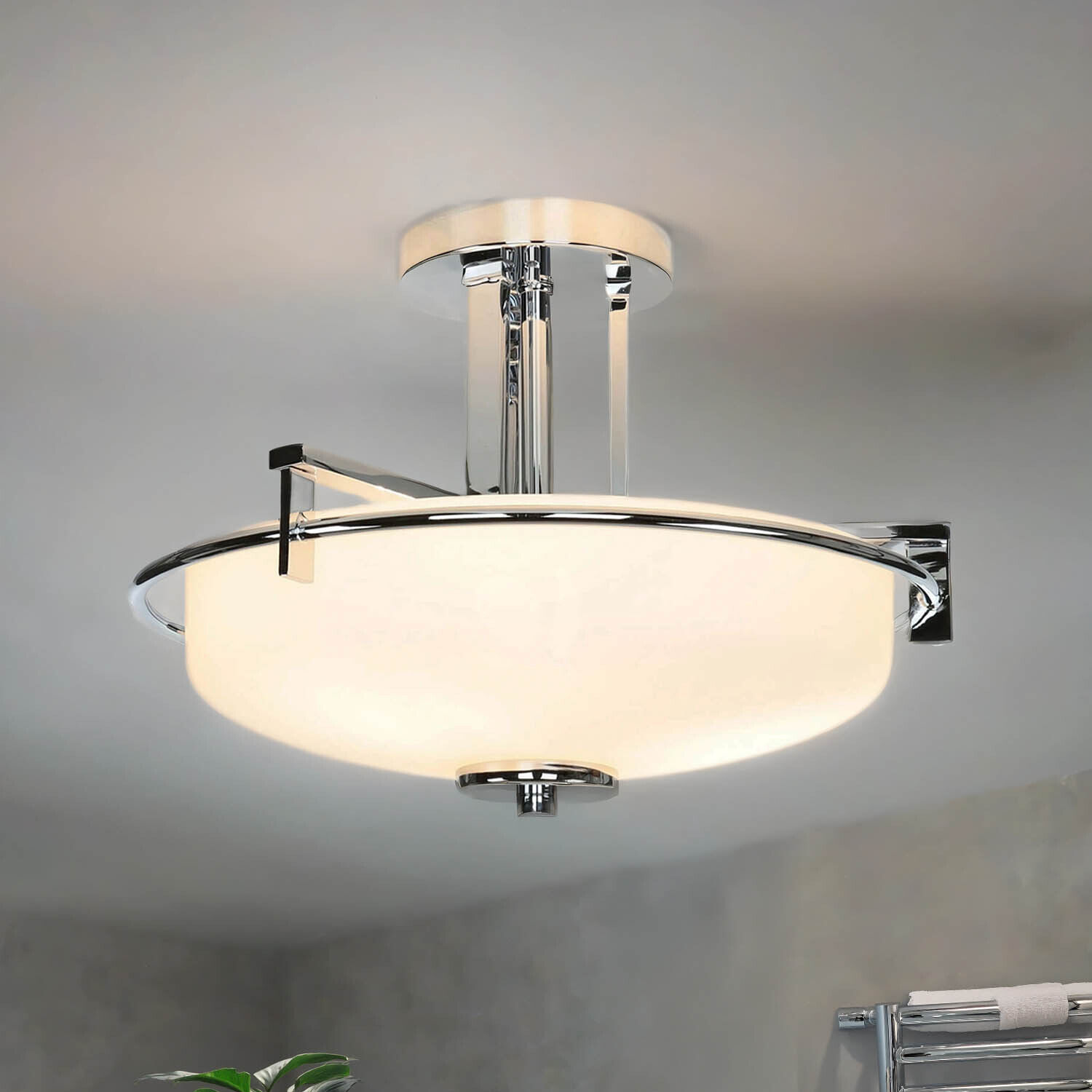 Plafonnier LED salle de bain verre satiné faible éblouissement IP44 Deckenleuchte, Leuchte, Kronleuchter, Lampe