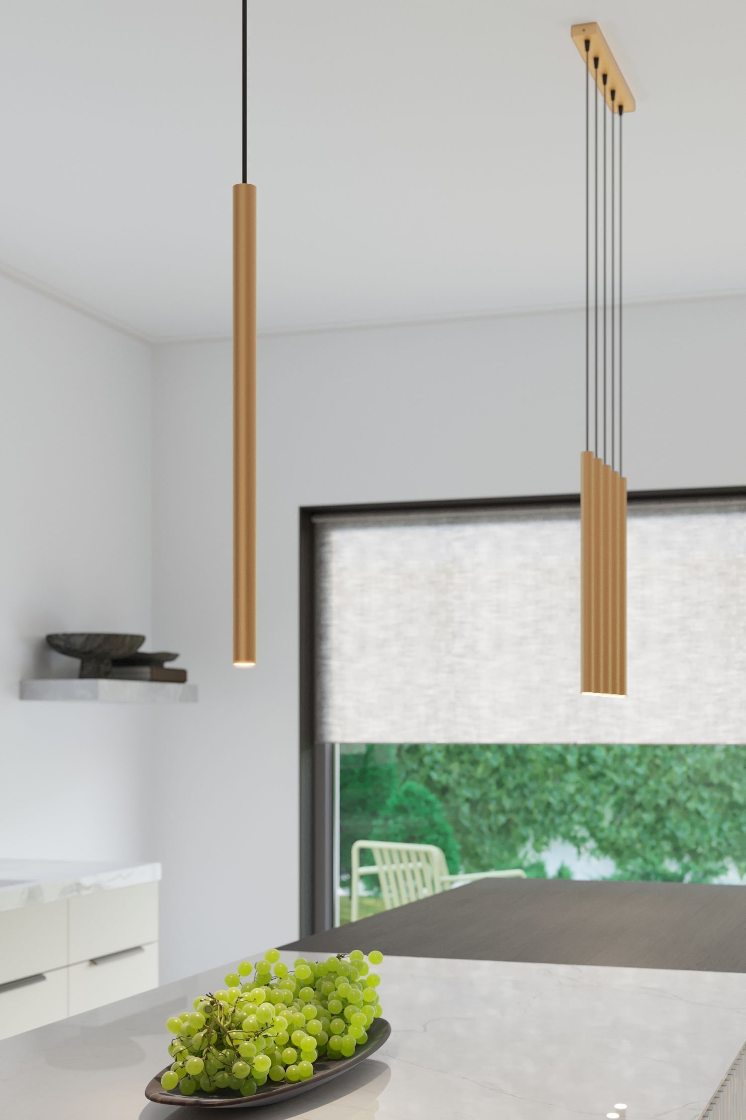 pendant light, holzwellen, gold, küche, insel