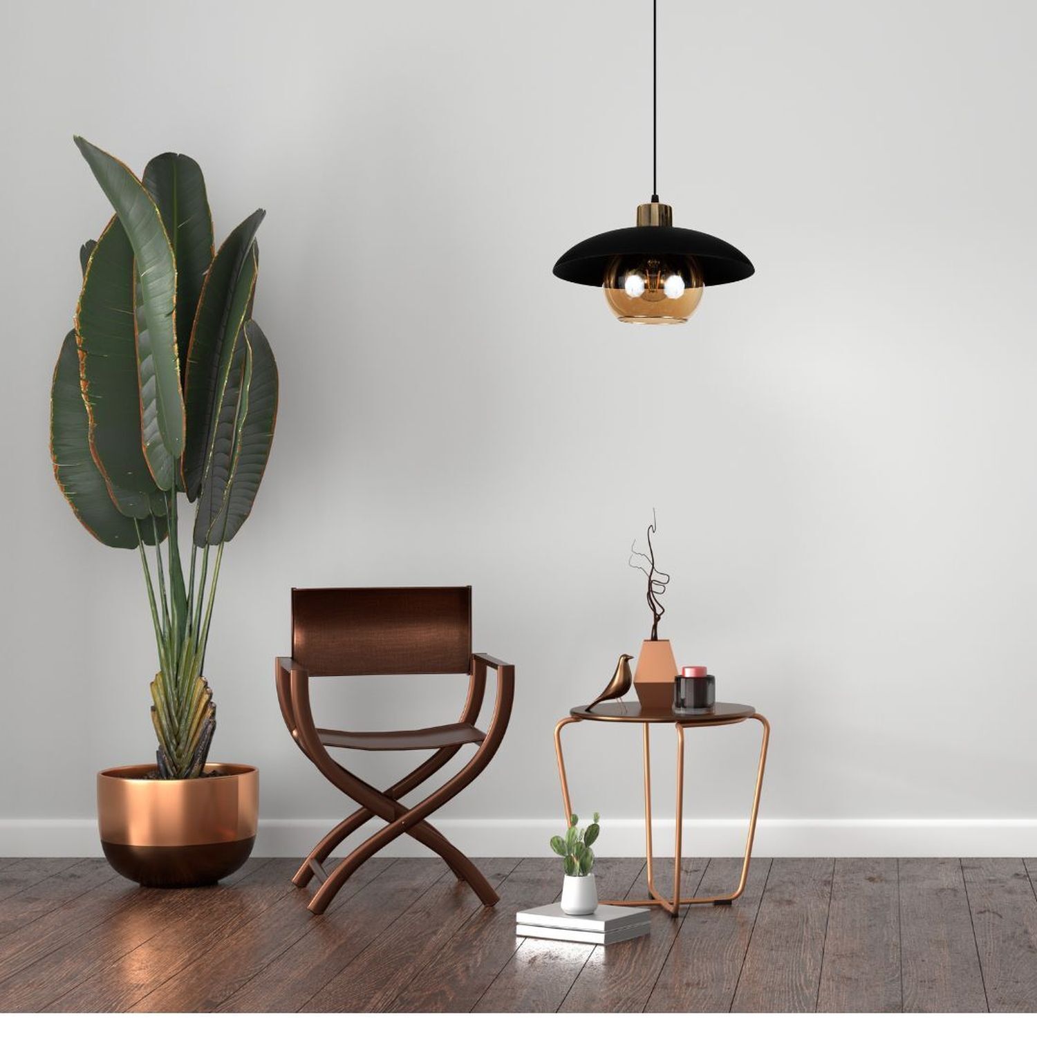 Lampe à suspendre verre miel métal noir Ø30 cm anti-éblouissement Lampe, Pflanze, Stuhl, Innenarchitektur, Pflanze im Topf