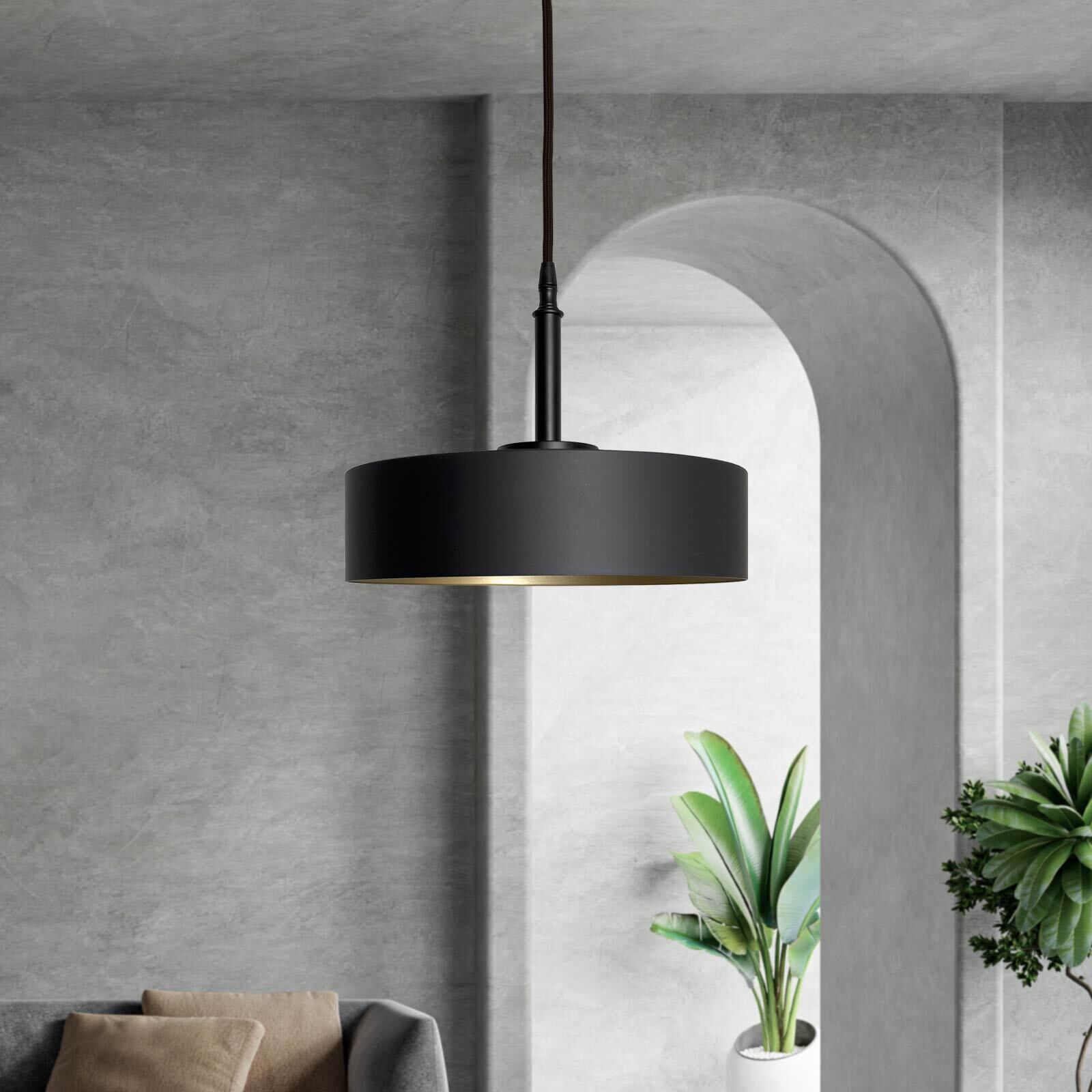 Suspension noir or E27 Ø 30 cm laiton fer