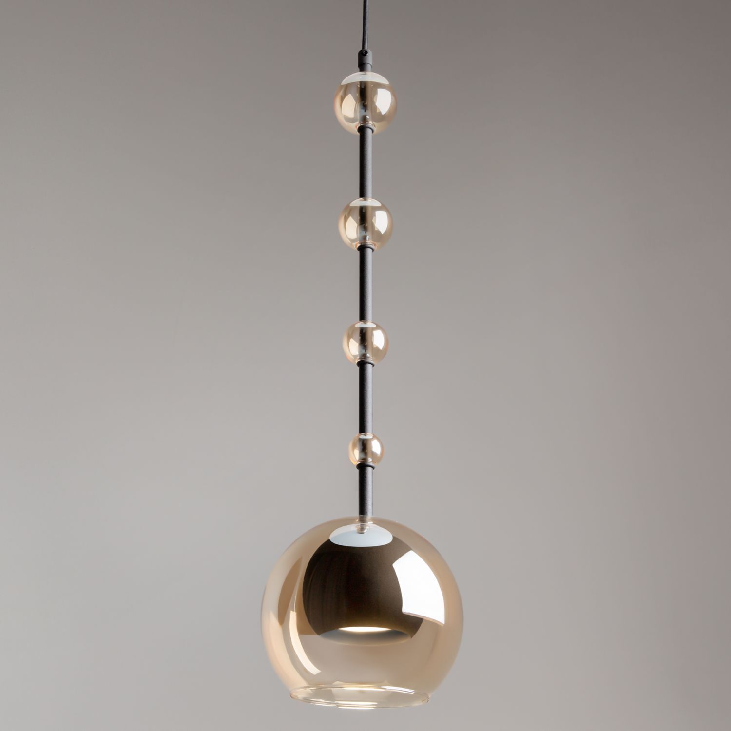 Lampe à suspendre métal verre fumé D : 16 cm rond GU10 Moderne Leuchter, Lampe