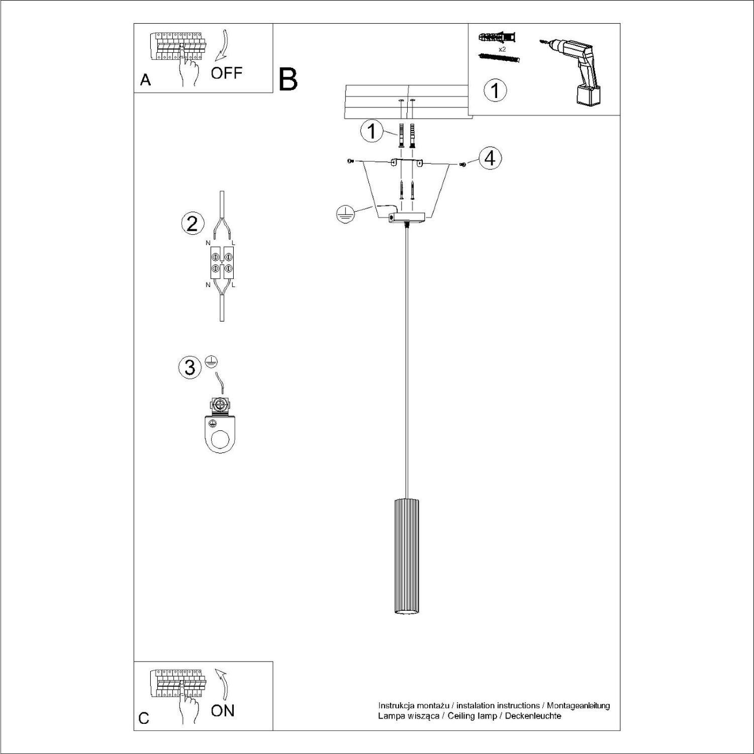 Suspension Blanc GU10 étroit Ø 8 cm en aluminium Moderne CAD-Diagramm, Diagramm