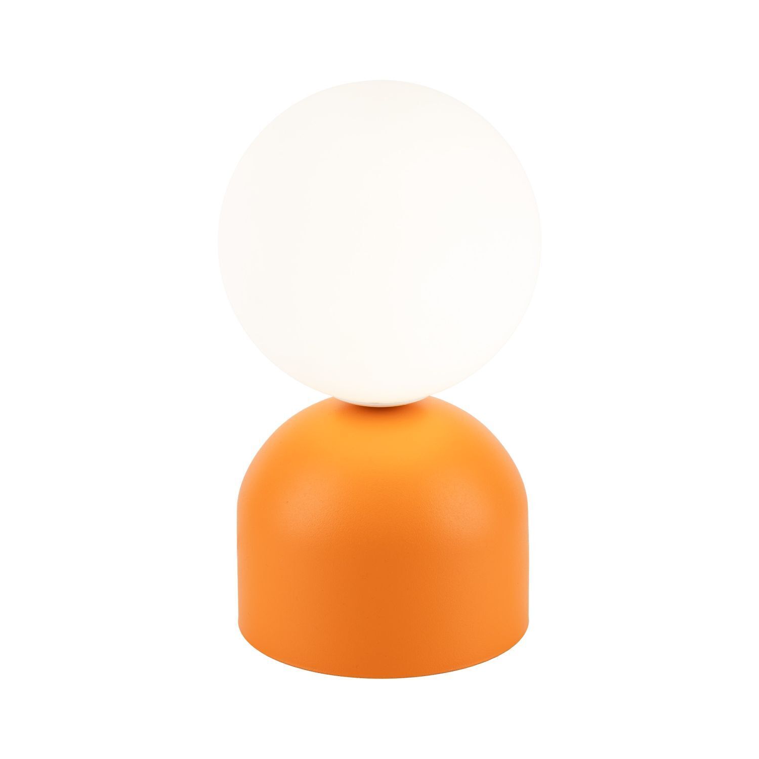 Lampe de table orange blanc métal verre H : 21 cm petit G9 Ballon, Lampe