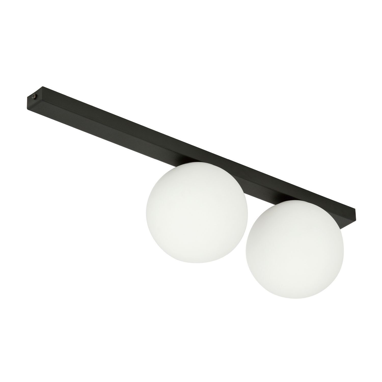 Plafonnier verre métal L : 60 cm noir blanc 2x E14