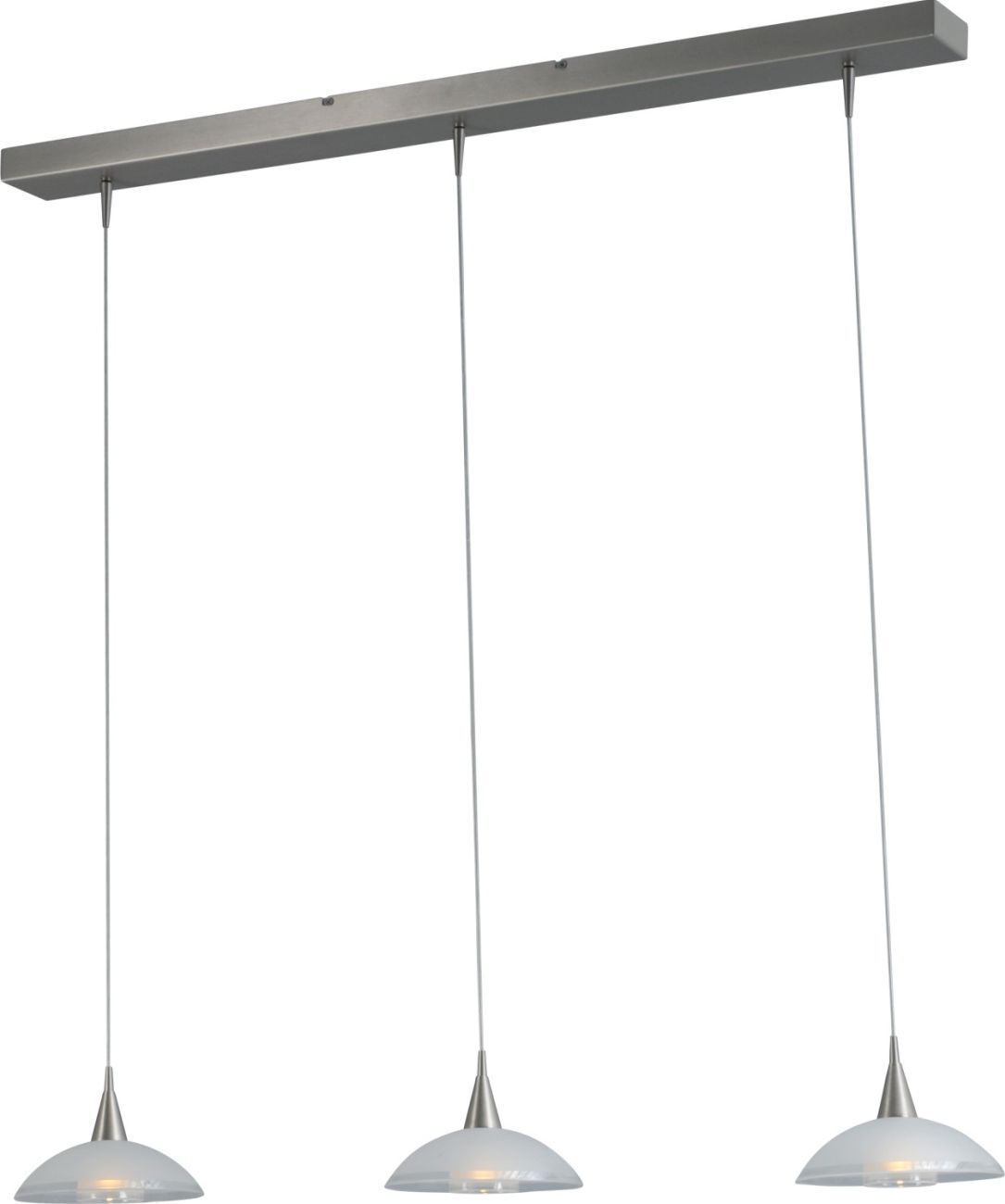 Suspension LED Abat-jour en verre aspect nickel mat