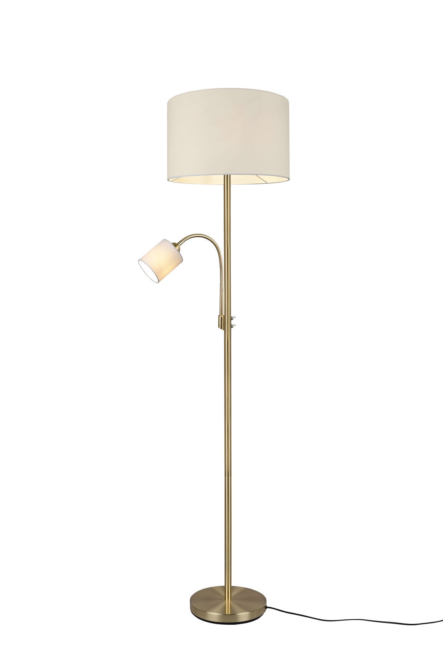 Lampadaire Abat-jour en tissu 170 cm E27 E14 laiton crème Lampe