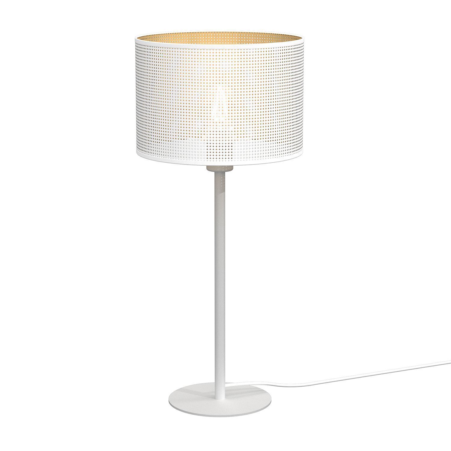 Lampe de table ronde en blanc or E27 56 cm grand métal