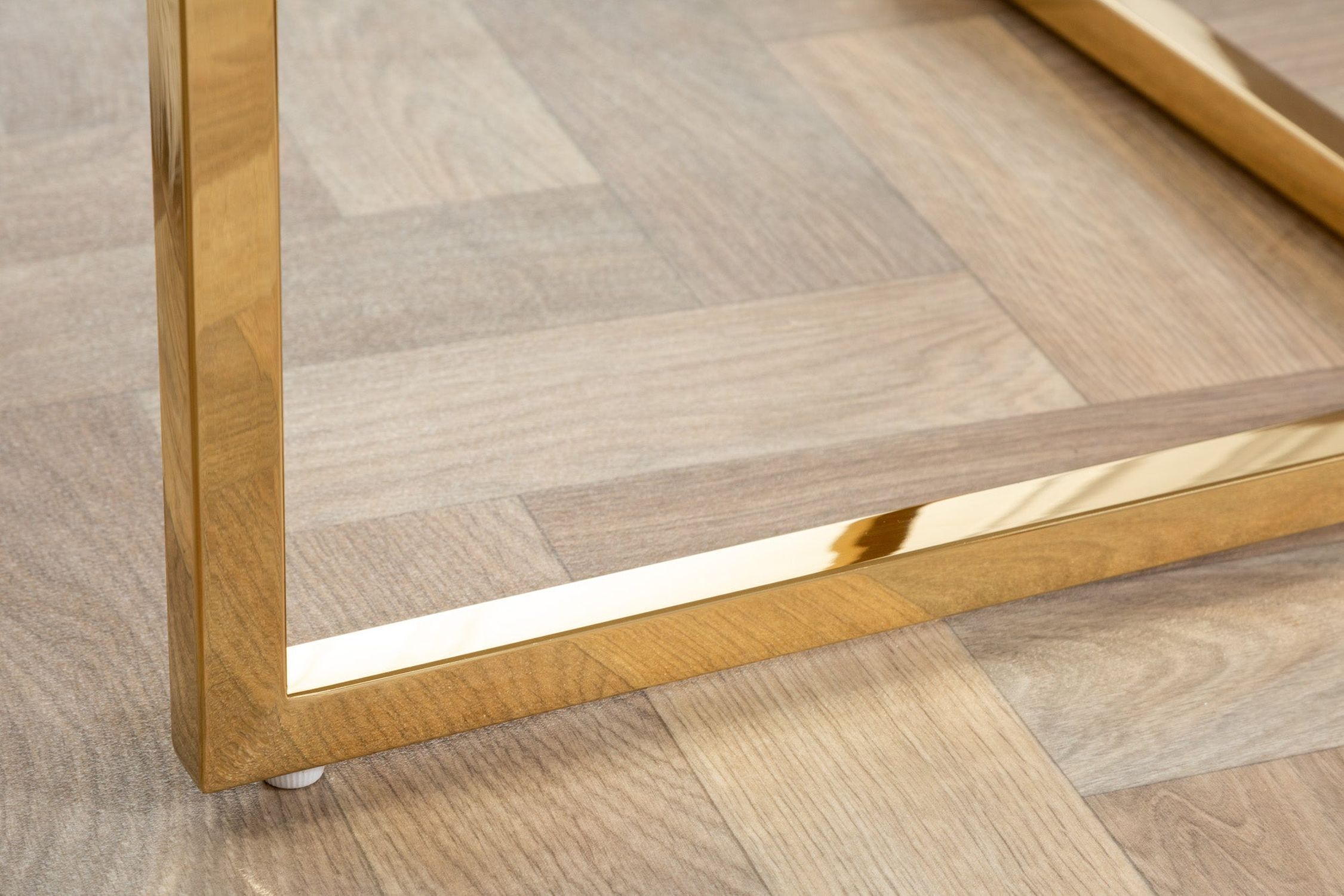 Table basse en verre trempé métal blanc or 80 x 80 cm Holz, Drinnen, Innenarchitektur, Hartholz, Sperrholz