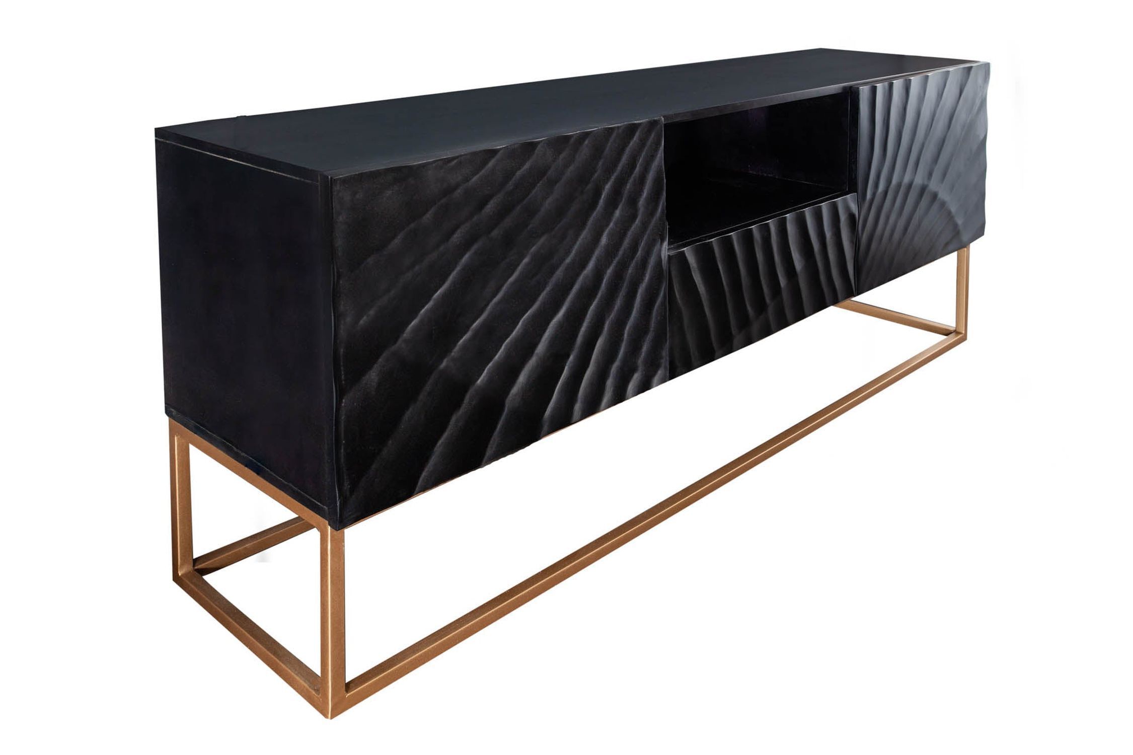 Tableau de télévision noir or 160 cm travail manuel bois métal