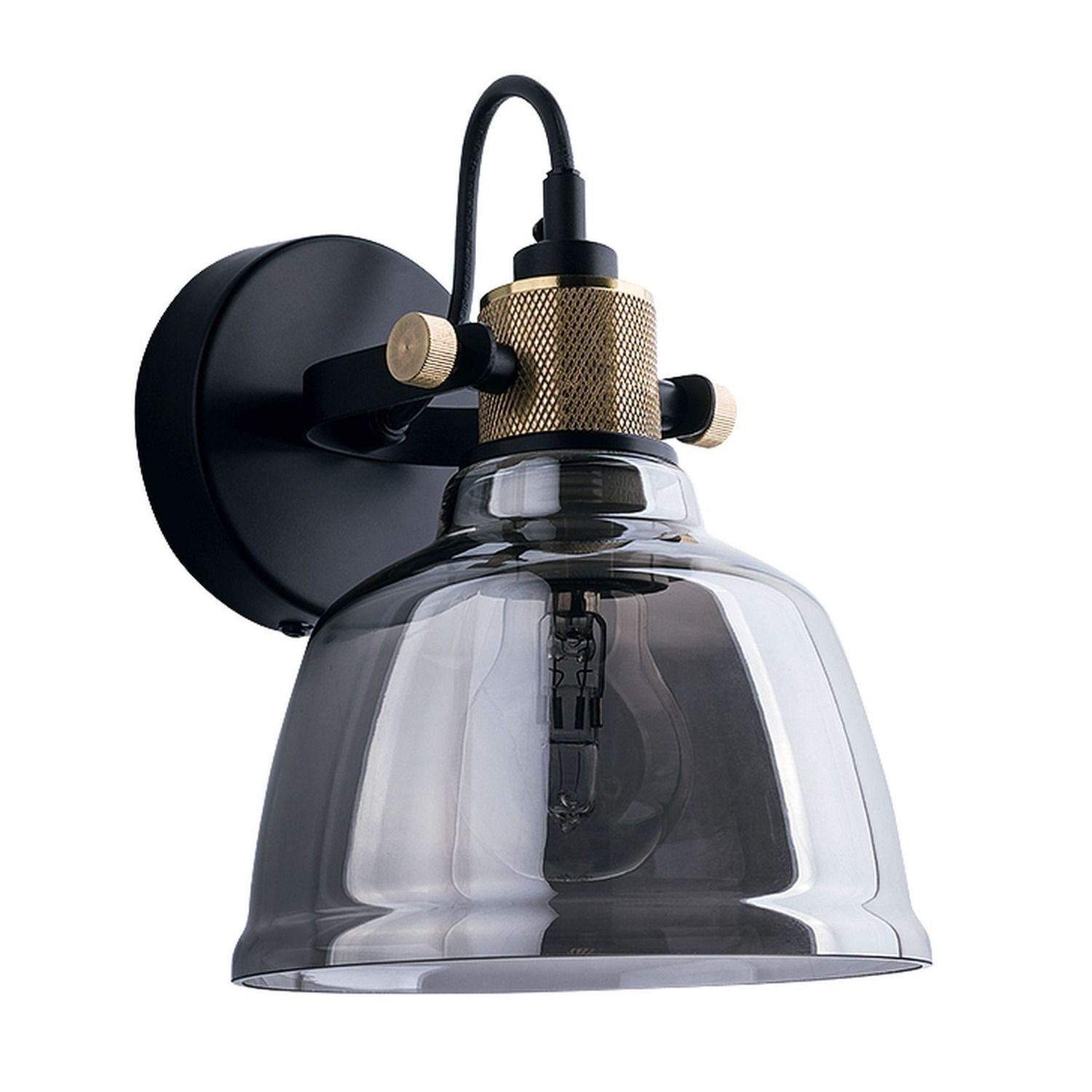 spots-glaslampe-deckenspots-wohnzimmer-industrial-leuchte-zero-1x-e27-max.-60w-schwarz-rauch-lele50722-04 Wandleuchte, Wandlampe, Glasschirm, Brass Akzent, Industrie-Design