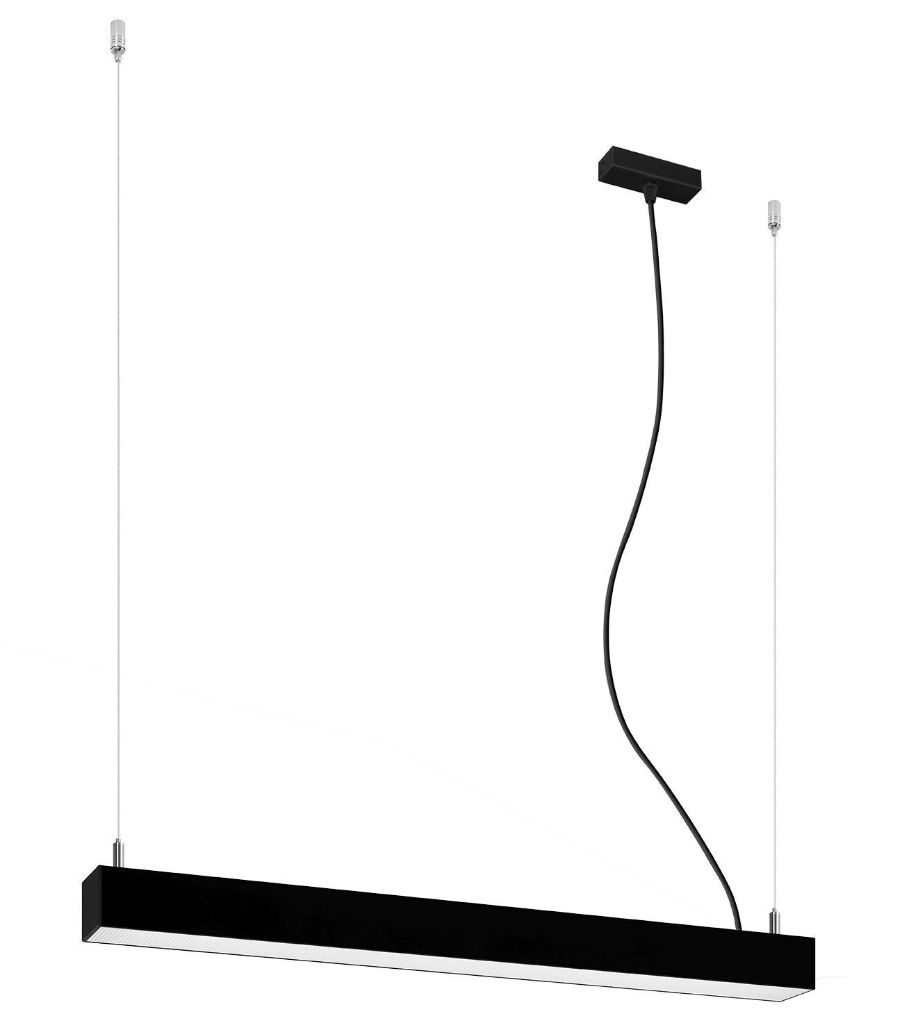 Suspension LED noire métal 67 cm allongée 4000 K