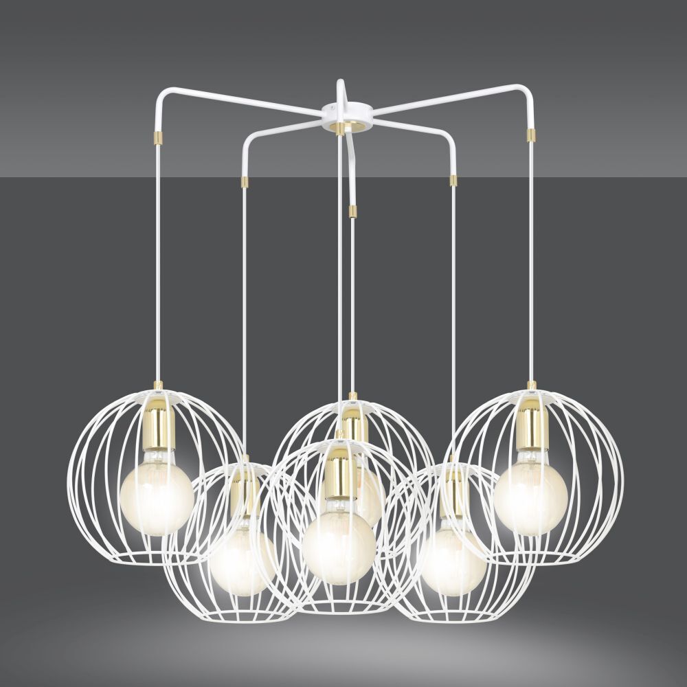 Lampe à suspendre Rétro Blanc Métal Boule Abat-jour E27