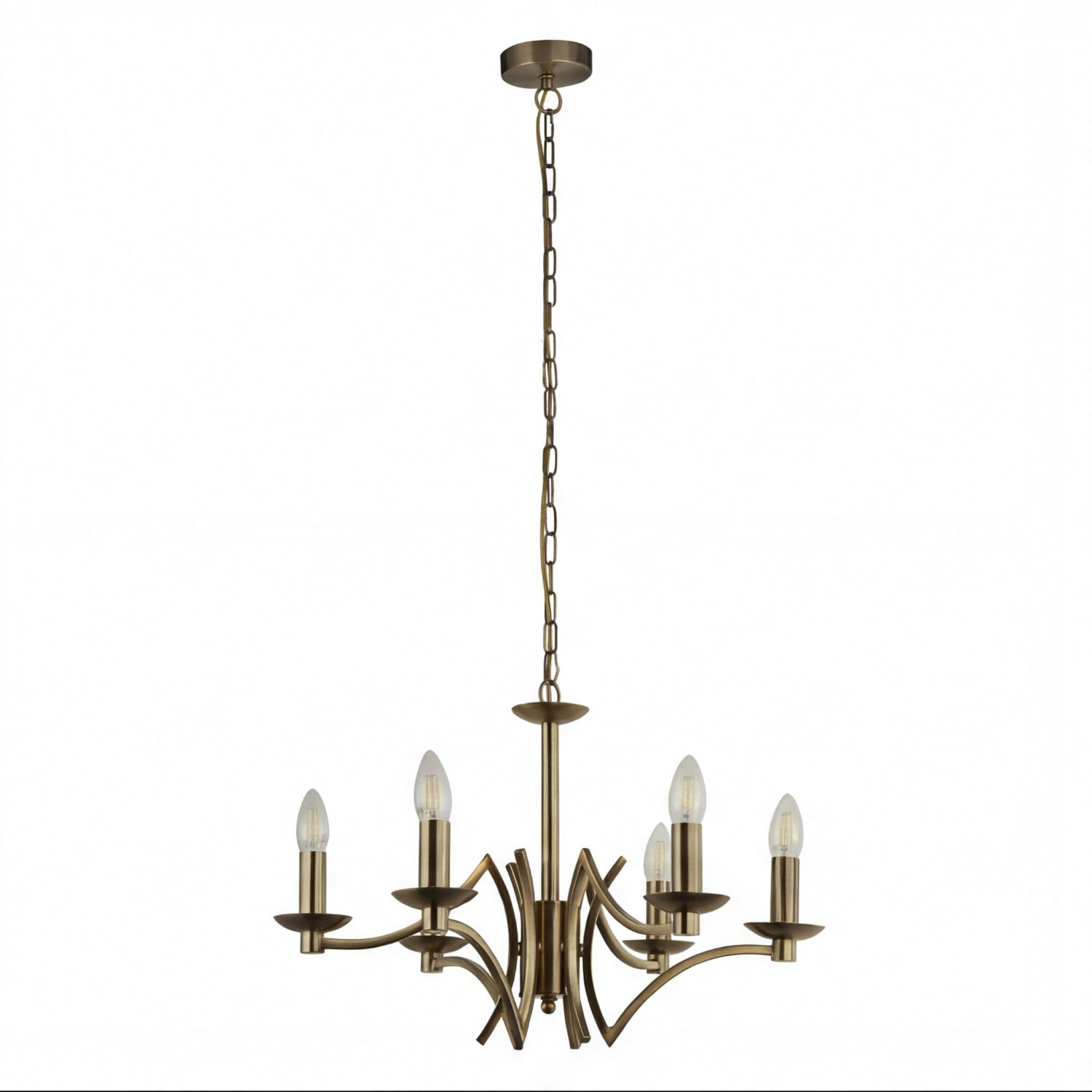 Kronleuchter, Hängelampe, Metall, Brass, 5-Lampen