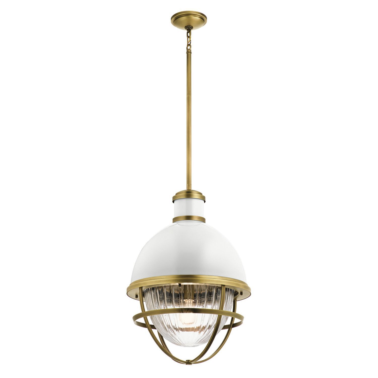 Suspension E27 D : 40,8 cm métal verre en laiton blanc