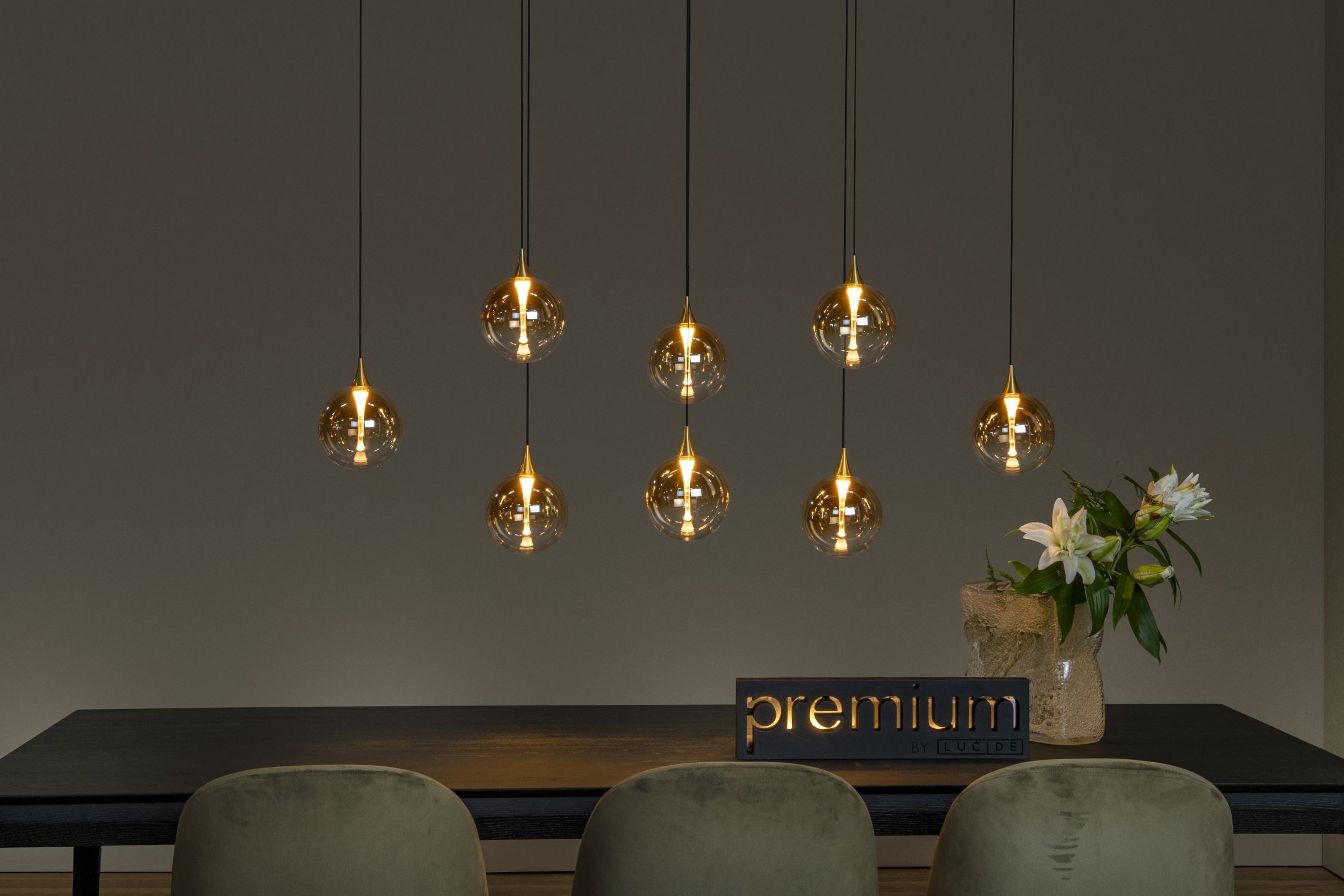 LED Hängelampe Bernstein 8-flammig 2700 K L:140 cm hängende lampen, glühbirnen, pendellampen, tischdeko, vasenblumen