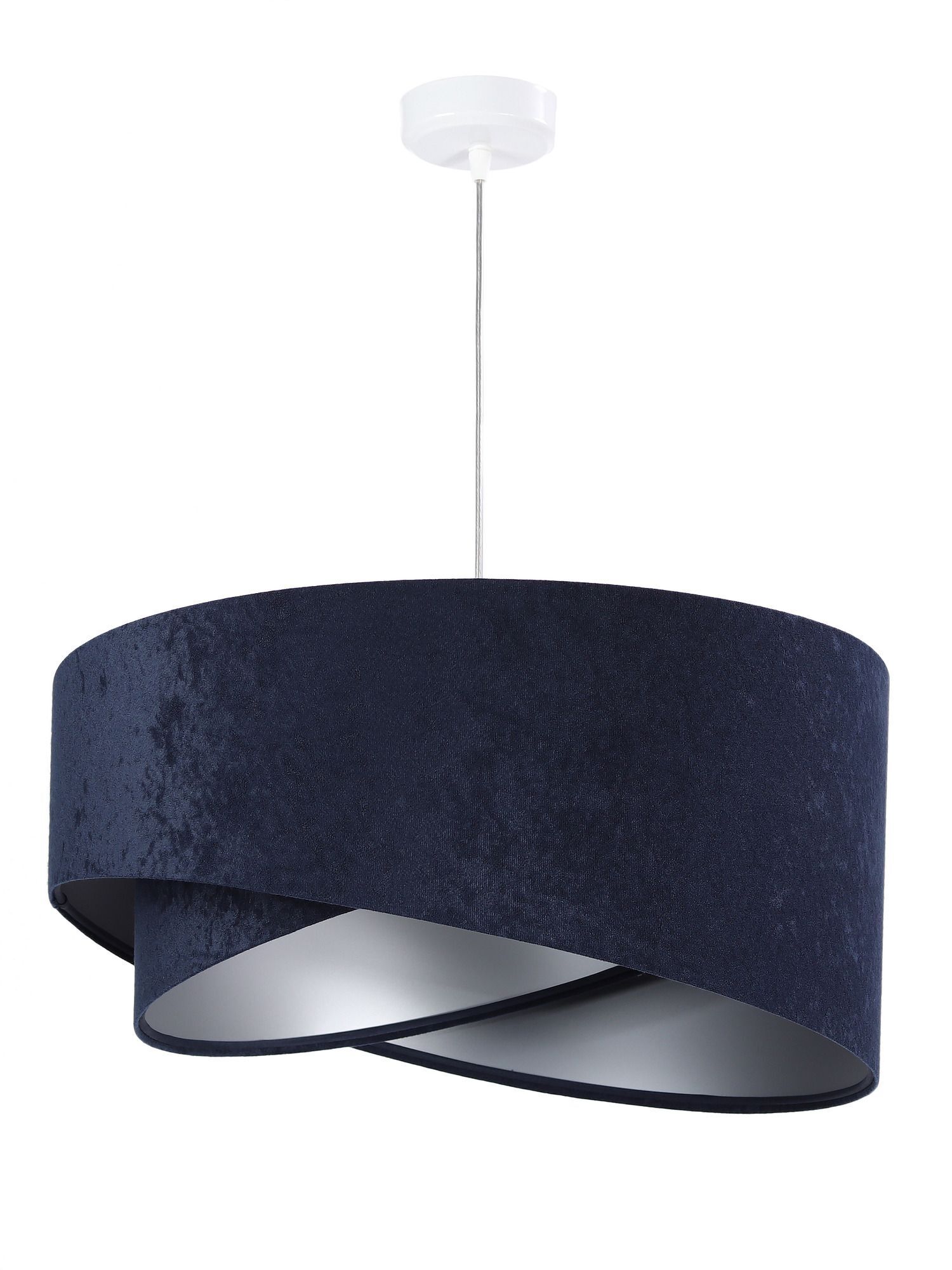 Suspension ronde blanc bleu foncé argent Ø50cm