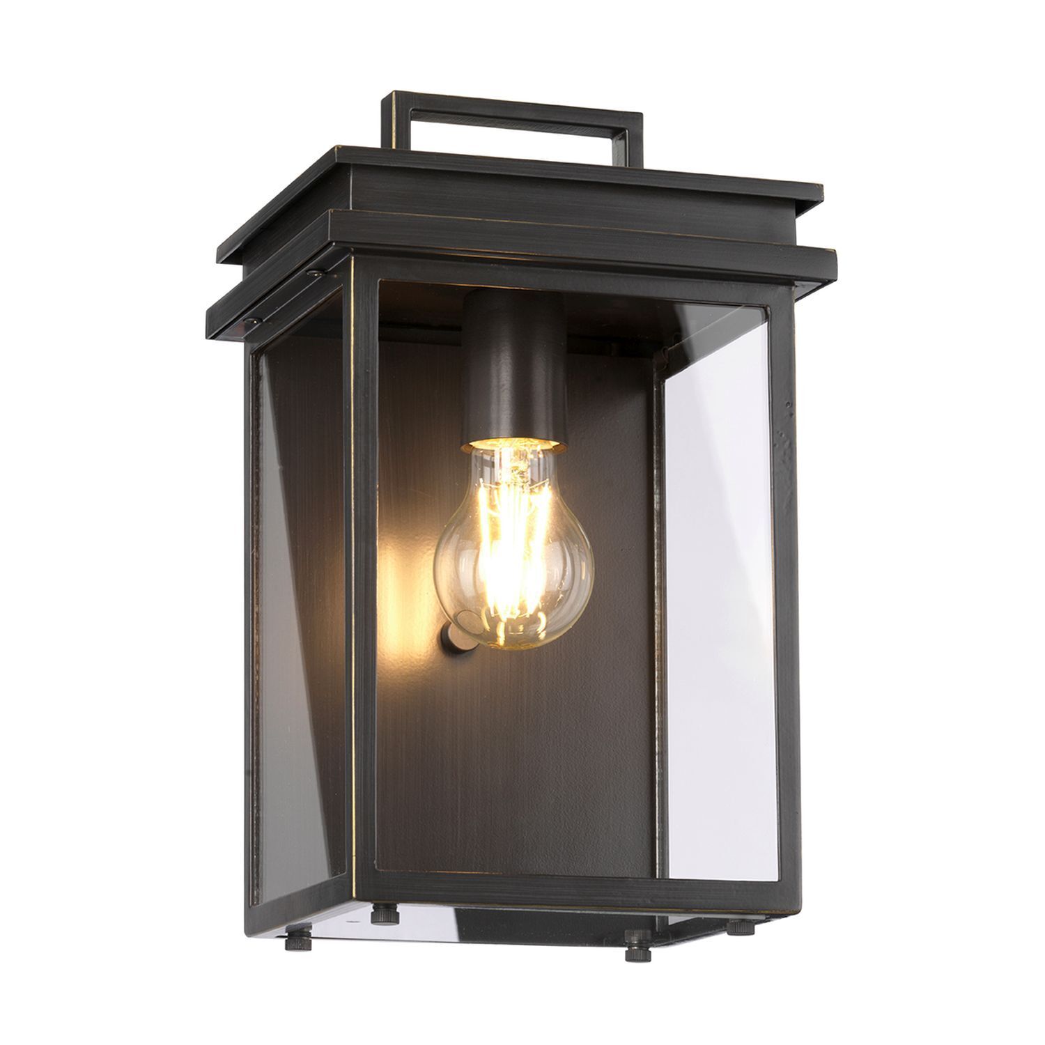 Lampe d'extérieur mur en bronze antique aluminium verre IP44 E27
